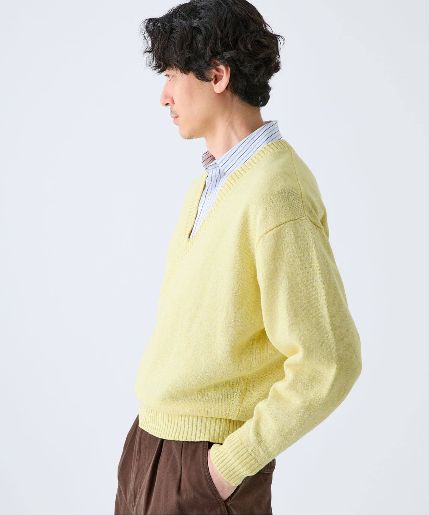 WASHI/WOOL DEEP V ネックニット（ニット／セーター）｜EDIFICE