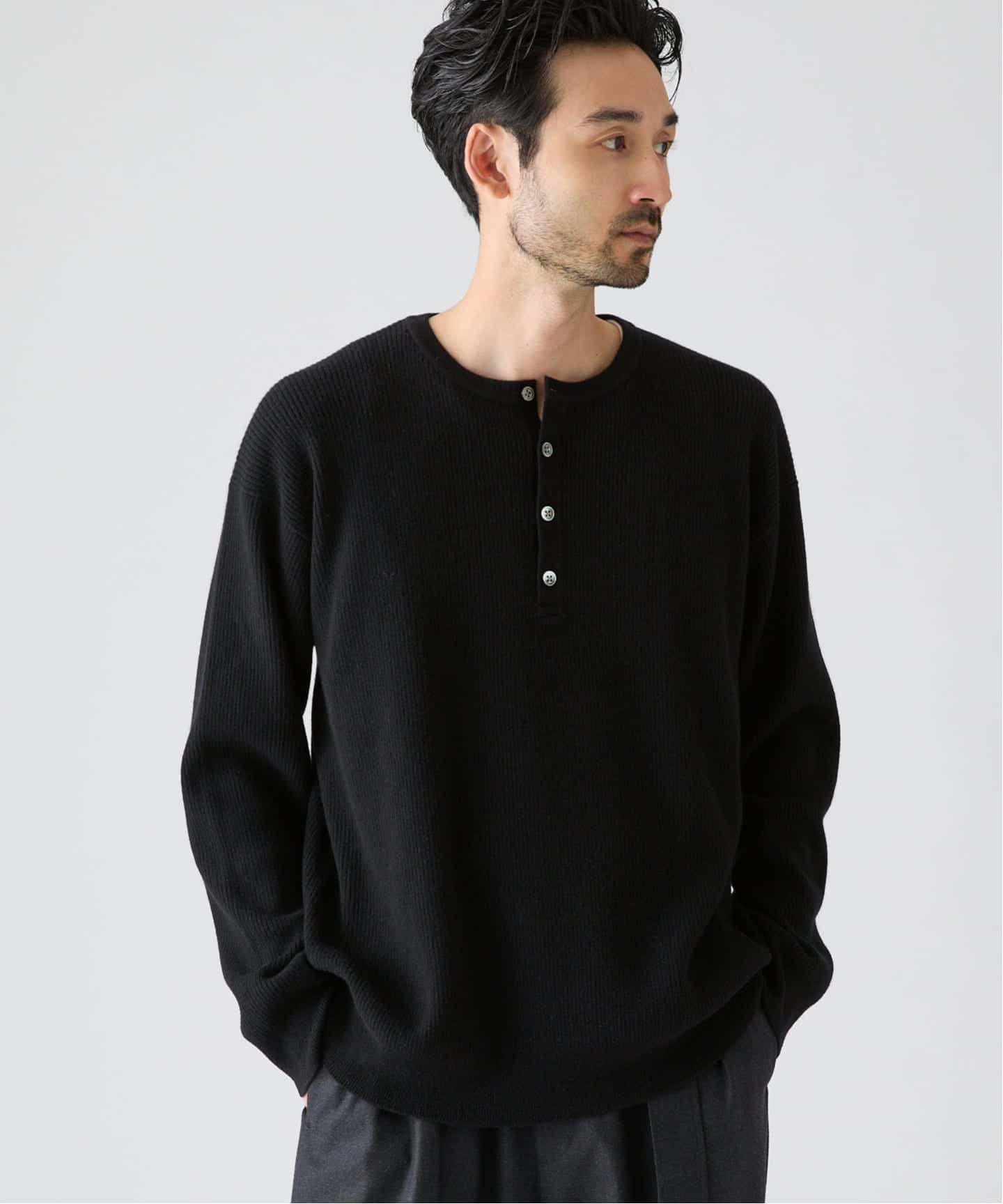 完全受注生産】SO ファインメリノ カシミヤ ミックス ヘンリー ネック