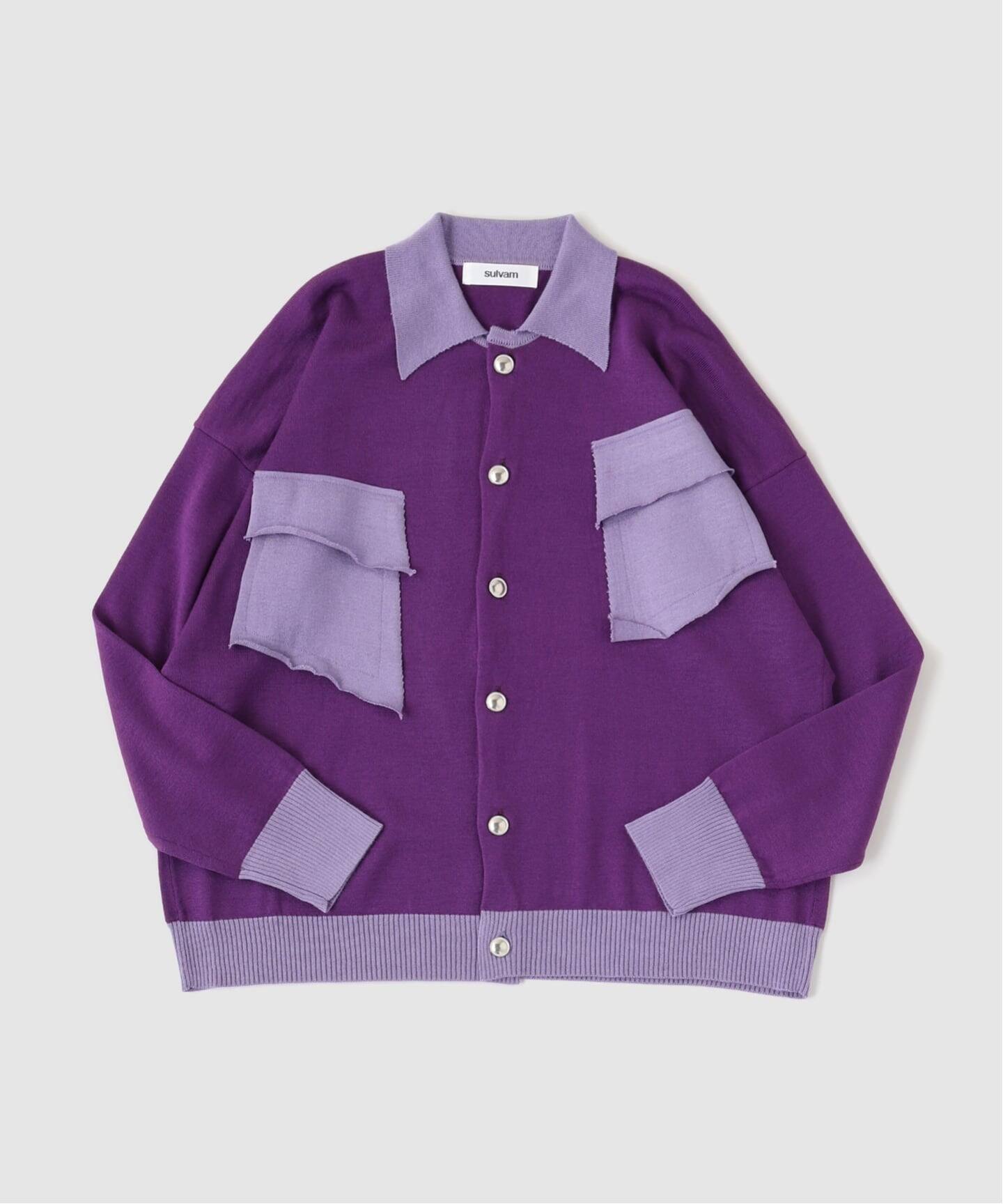 sulvam サルバム ニット・セーター M 紫 【古着】【中古】【送料無料】 SULVAM / サルバム CLASSICAL KNIT（カーディガン）｜PULP（パルプ）の