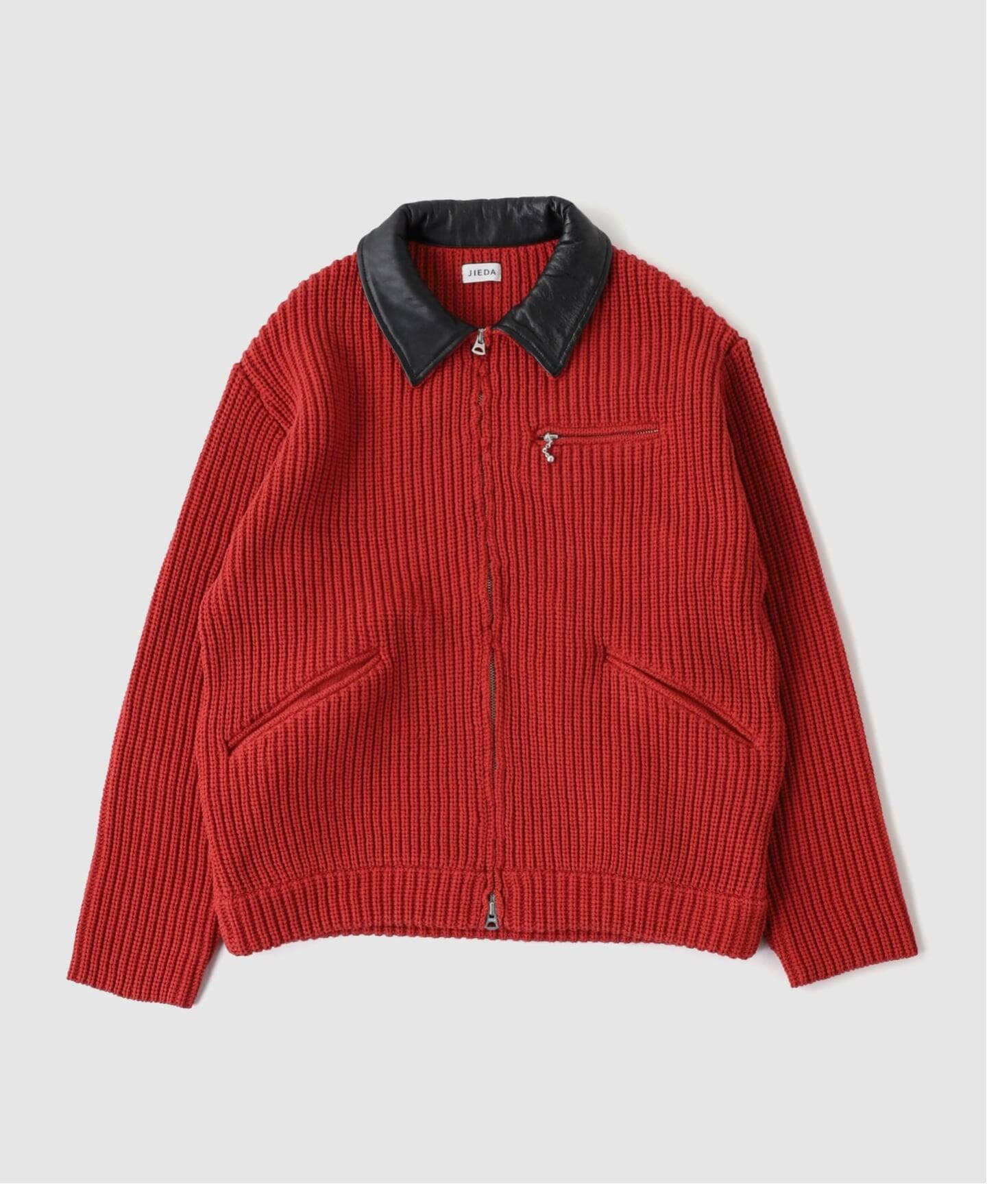 JIEDA / ジエダ LEATHER-COLLAR KNIT WORK JACKET（その他ブルゾン