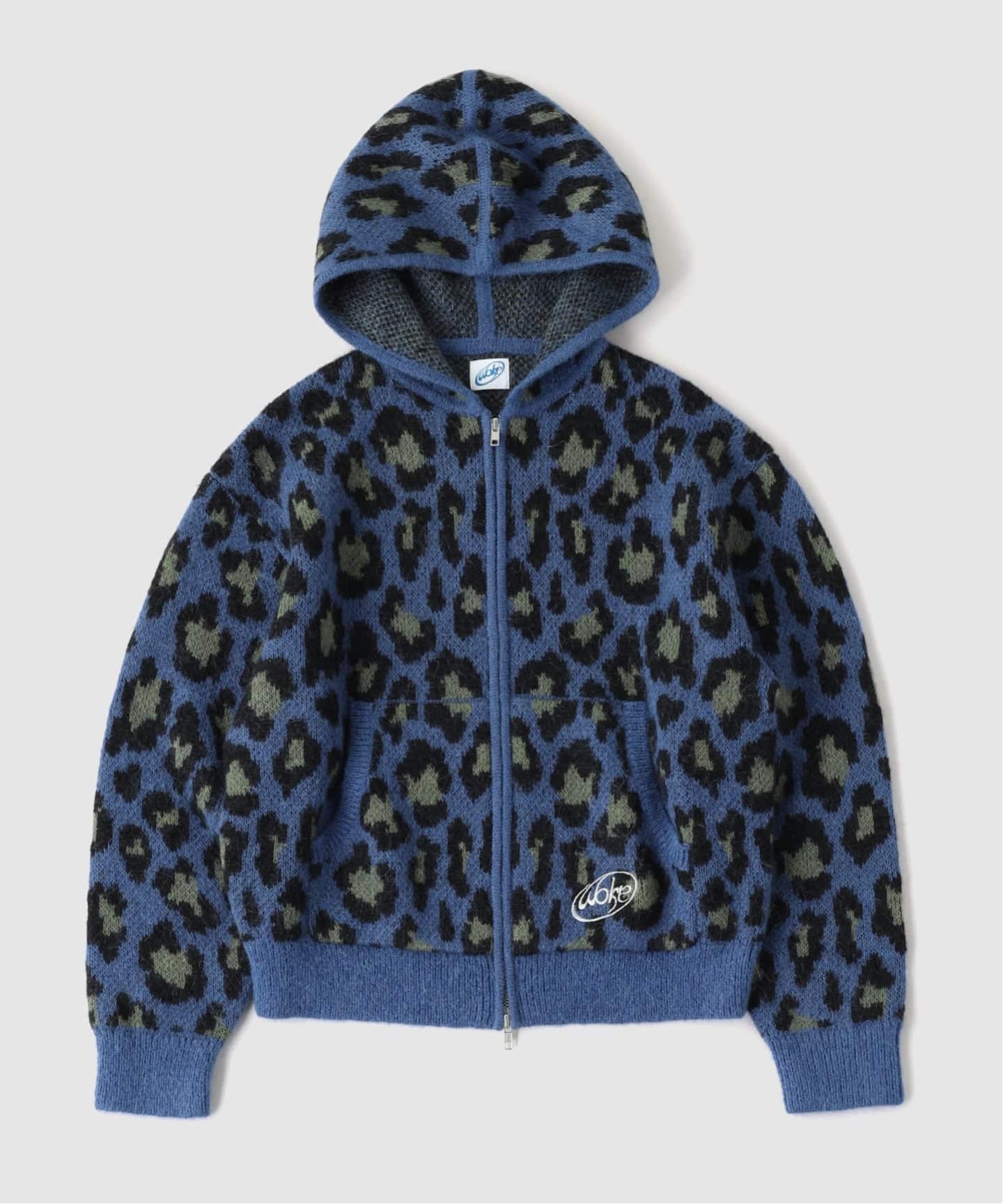 WOKE EDGE / ウォークエッジ LEOPARD MOHAIR ZIP KNIT（パーカー