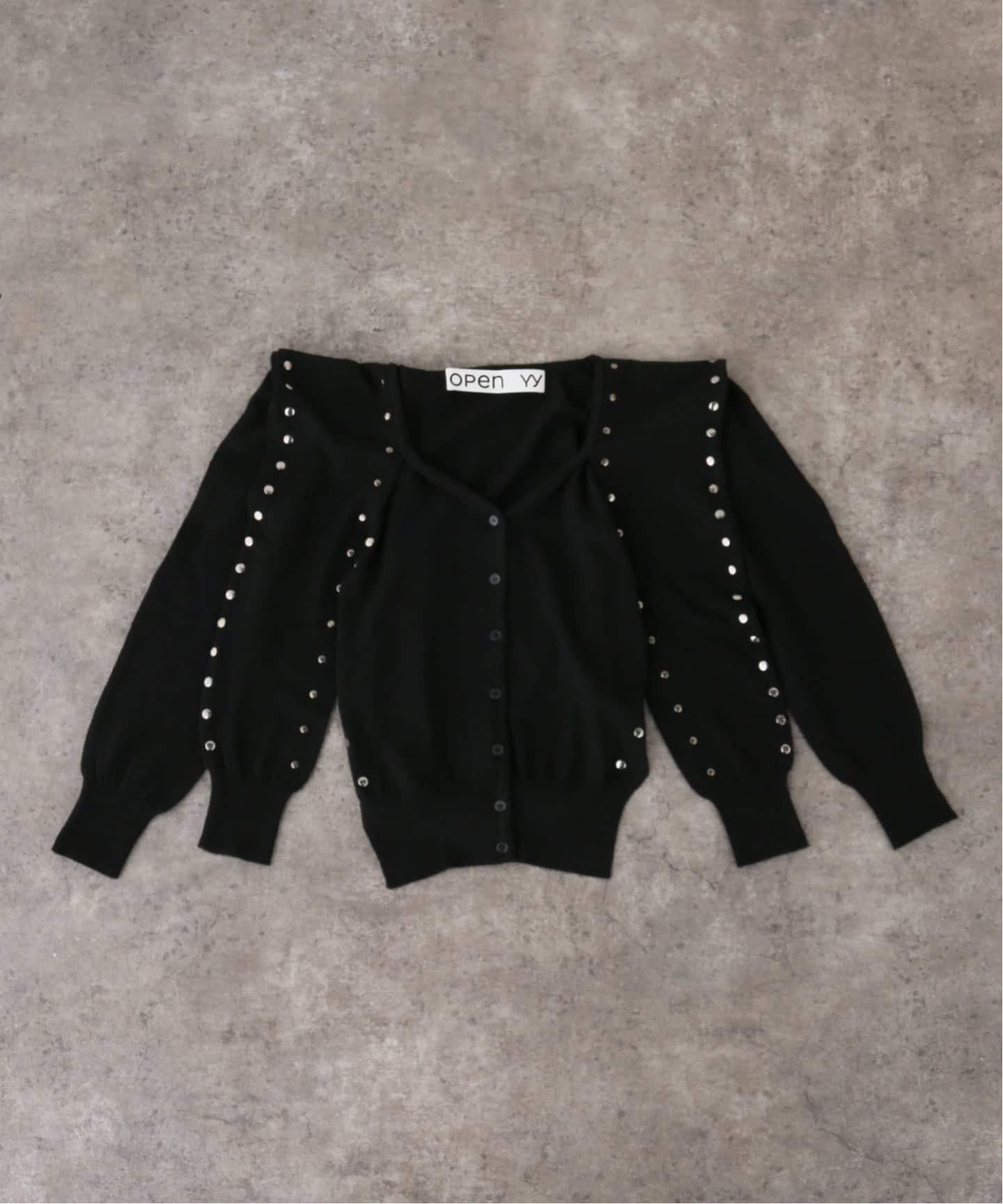 open yy カーディガン Geek Office / ギークオフィス OPEN YY Knitted STUD SLEEVE LAYERED