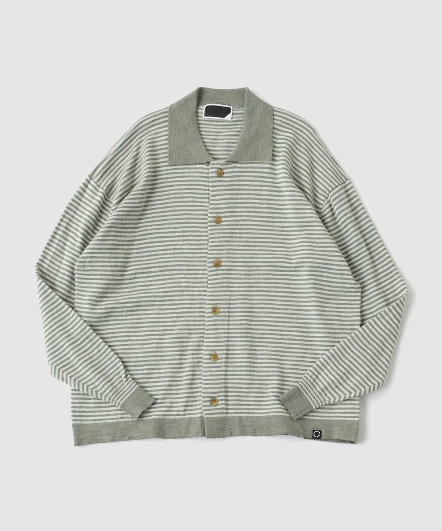 PHINGERIN / フィンガリン SLAB GAUZE KNIT SHIRT STRIPE（ニット