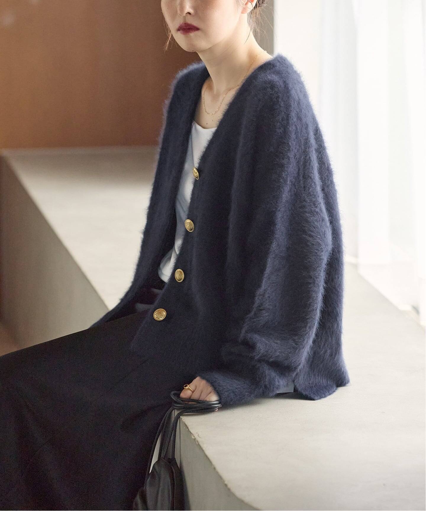 一部WEB限定カラー/追加》FOX CASHMERE Vネックカーディガン