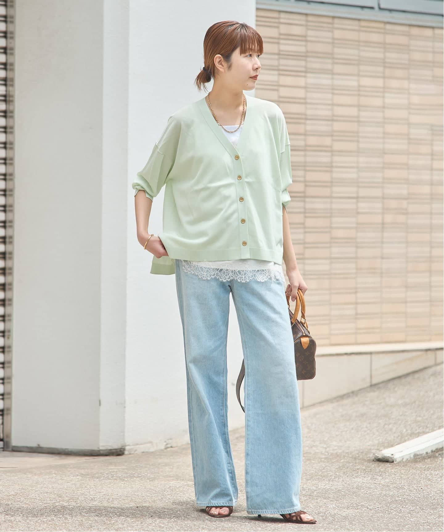 【新品】JOURNAL STANDARD L'ESSAGE デザインカーディガン 接触冷感/手洗い可》クールタッチワイドVカーディガン（カーディガン