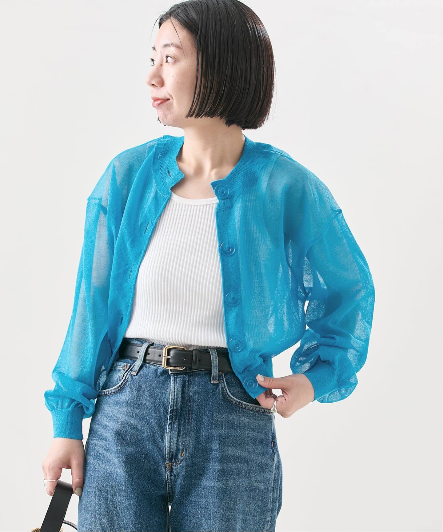 予約》【JANE SMITH/ジェーンスミス】16G SHEER SHORTカーディガン