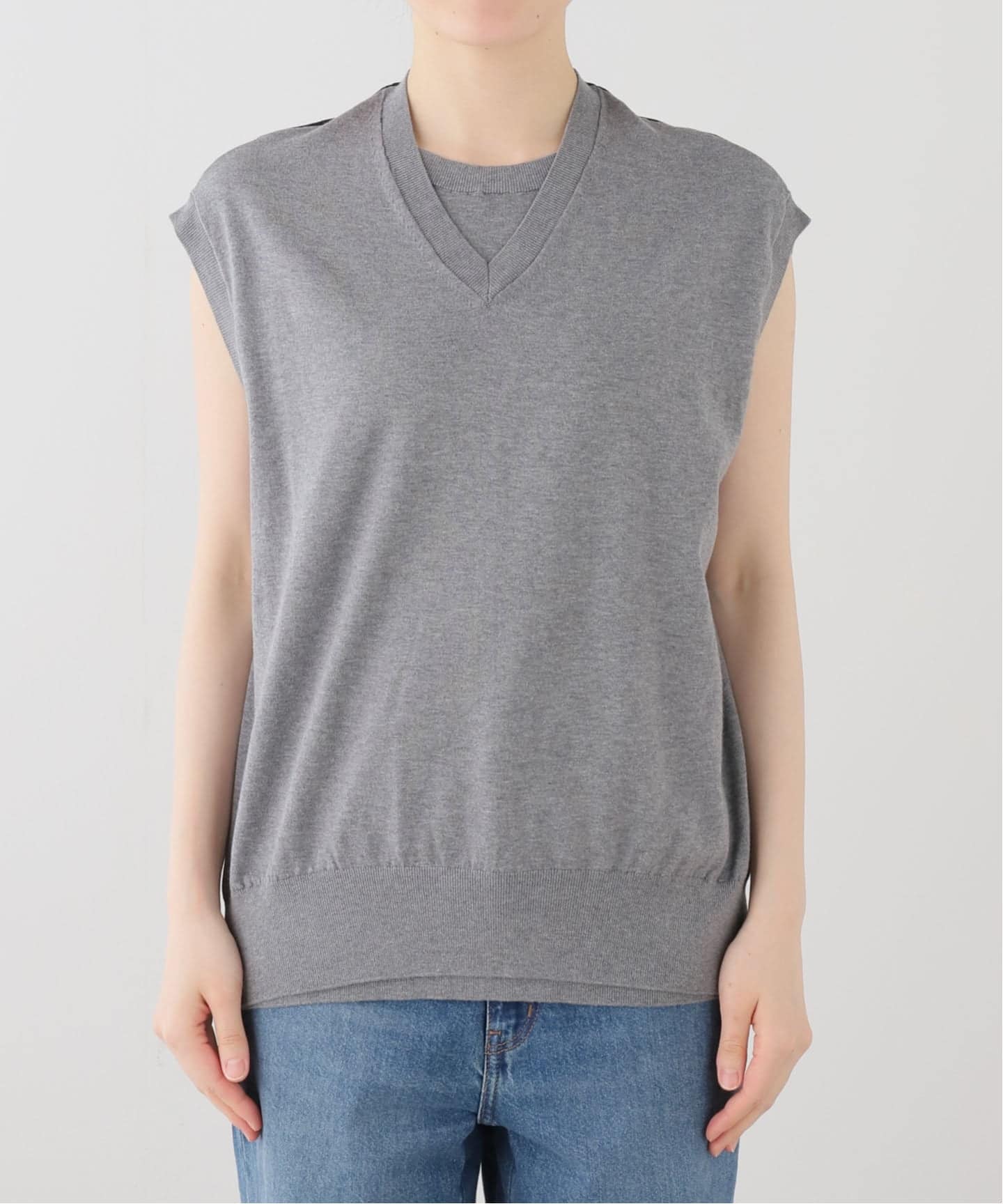INSCRIRE /アンスクリア】Cotton 16G V neck Vest：ベスト（ベスト