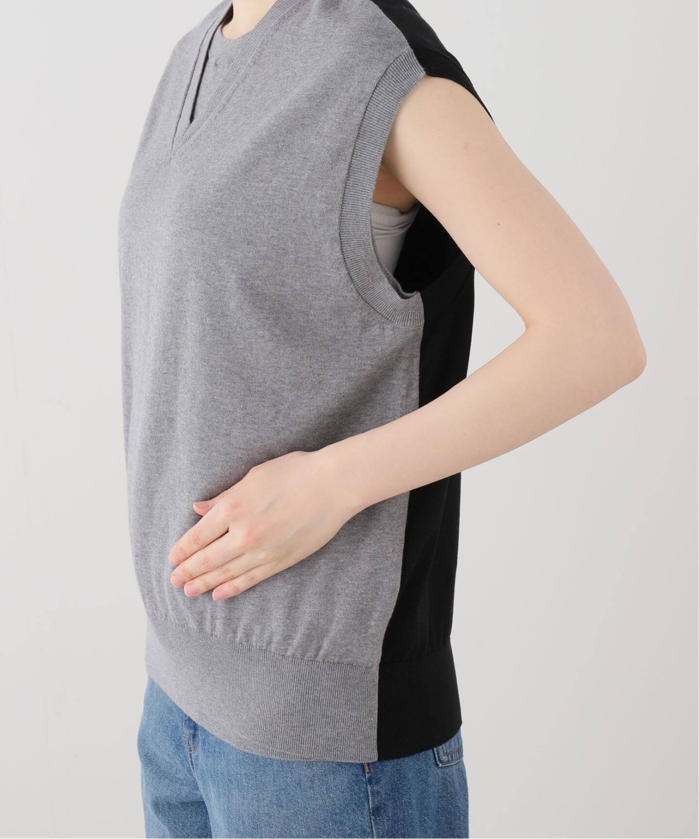 INSCRIRE /アンスクリア】Cotton 16G V neck Vest：ベスト（ベスト
