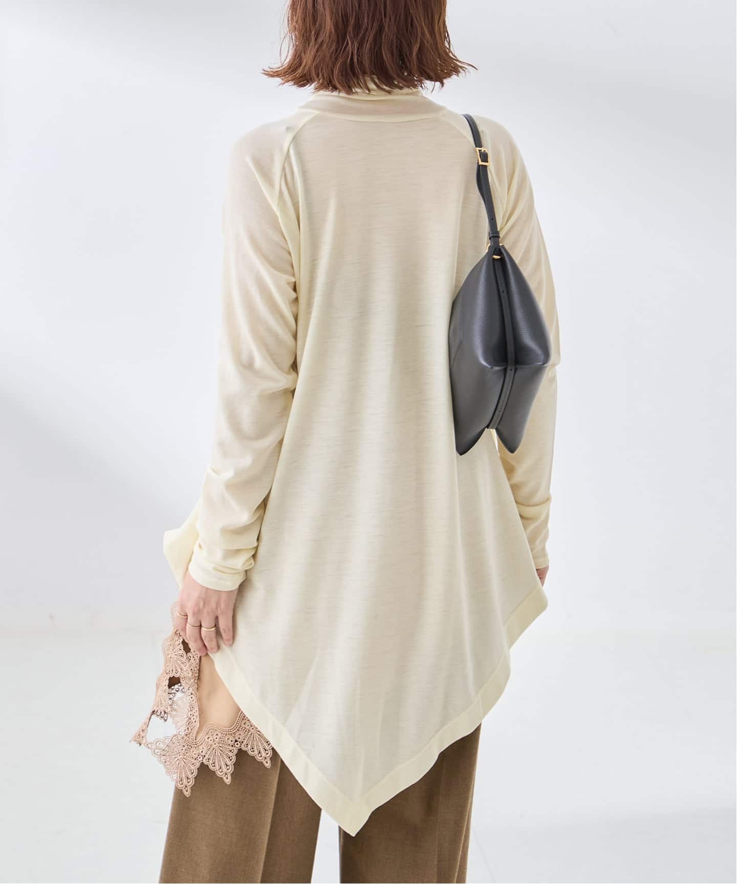 予約》Uhr/ウーア Wool Asymmetry Turtleneck Long Tee タートルネック