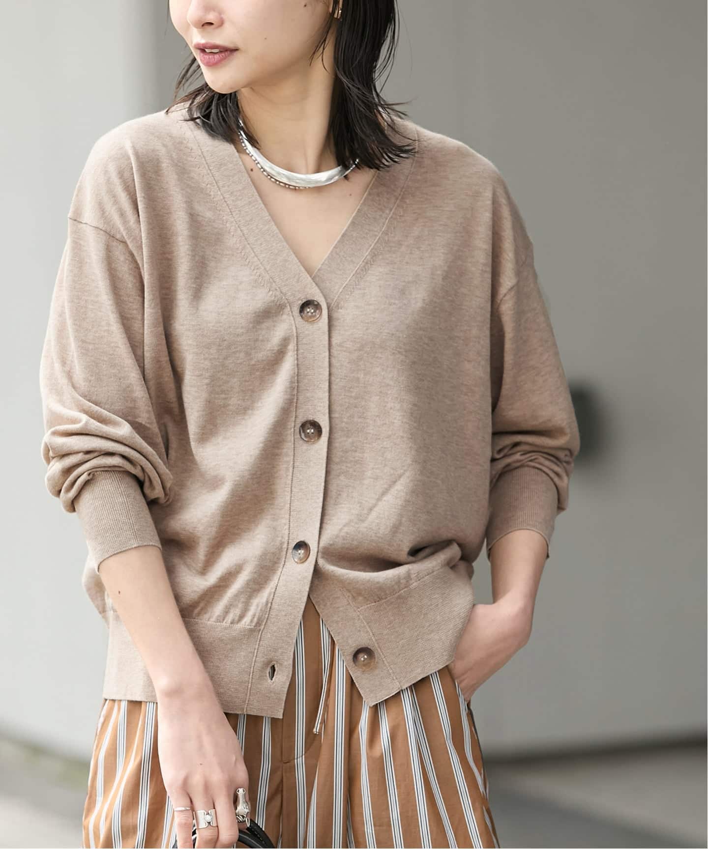 ジャーナルスタンダード カーディガン F ベージュ Vネック ビッグシルエット JOURNAL STANDARD - ジャーナルスタンダード カーディガン F ベージュ