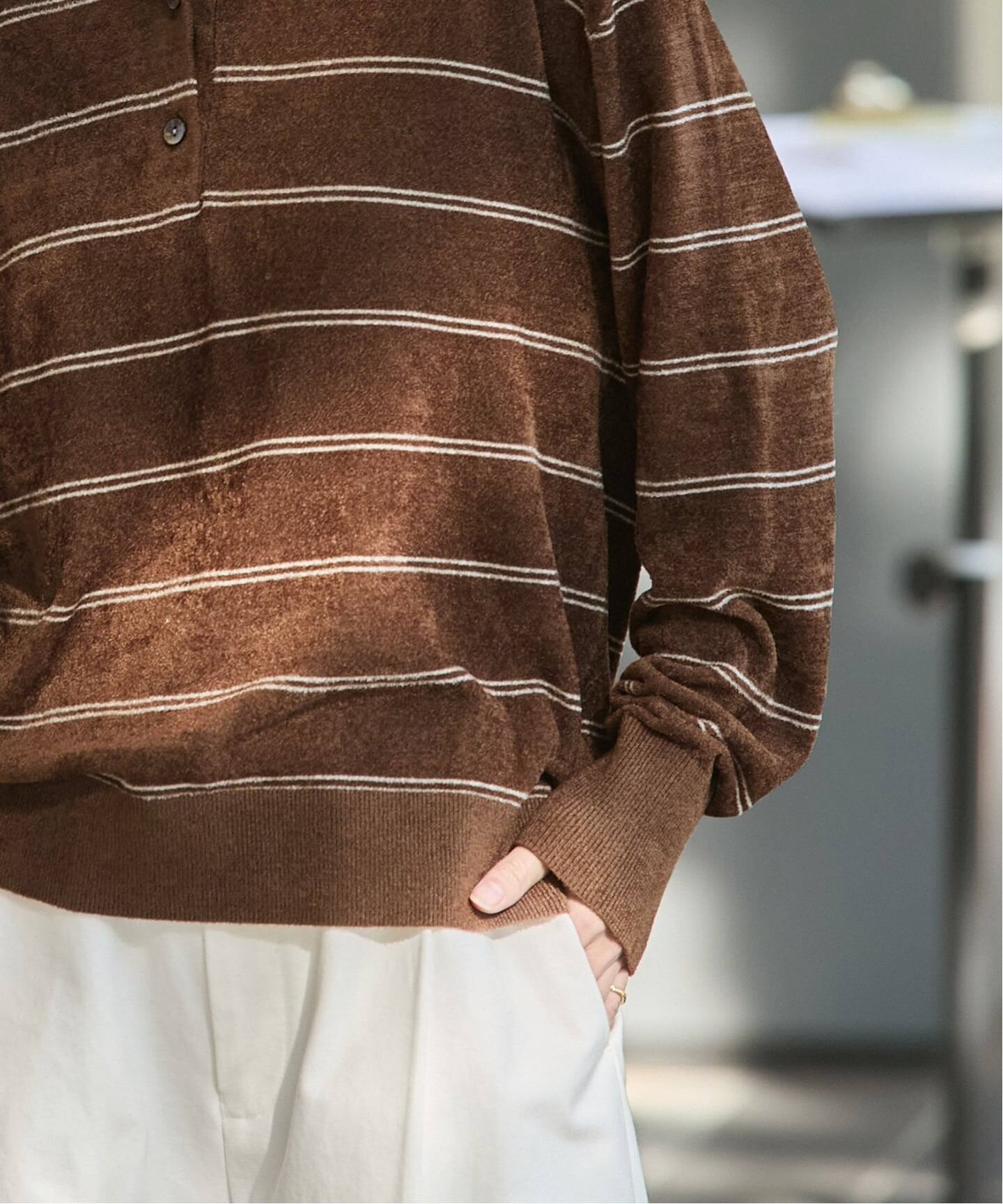 追加2》ベロアニットロングスリーブポロシャツ（ニット／セーター