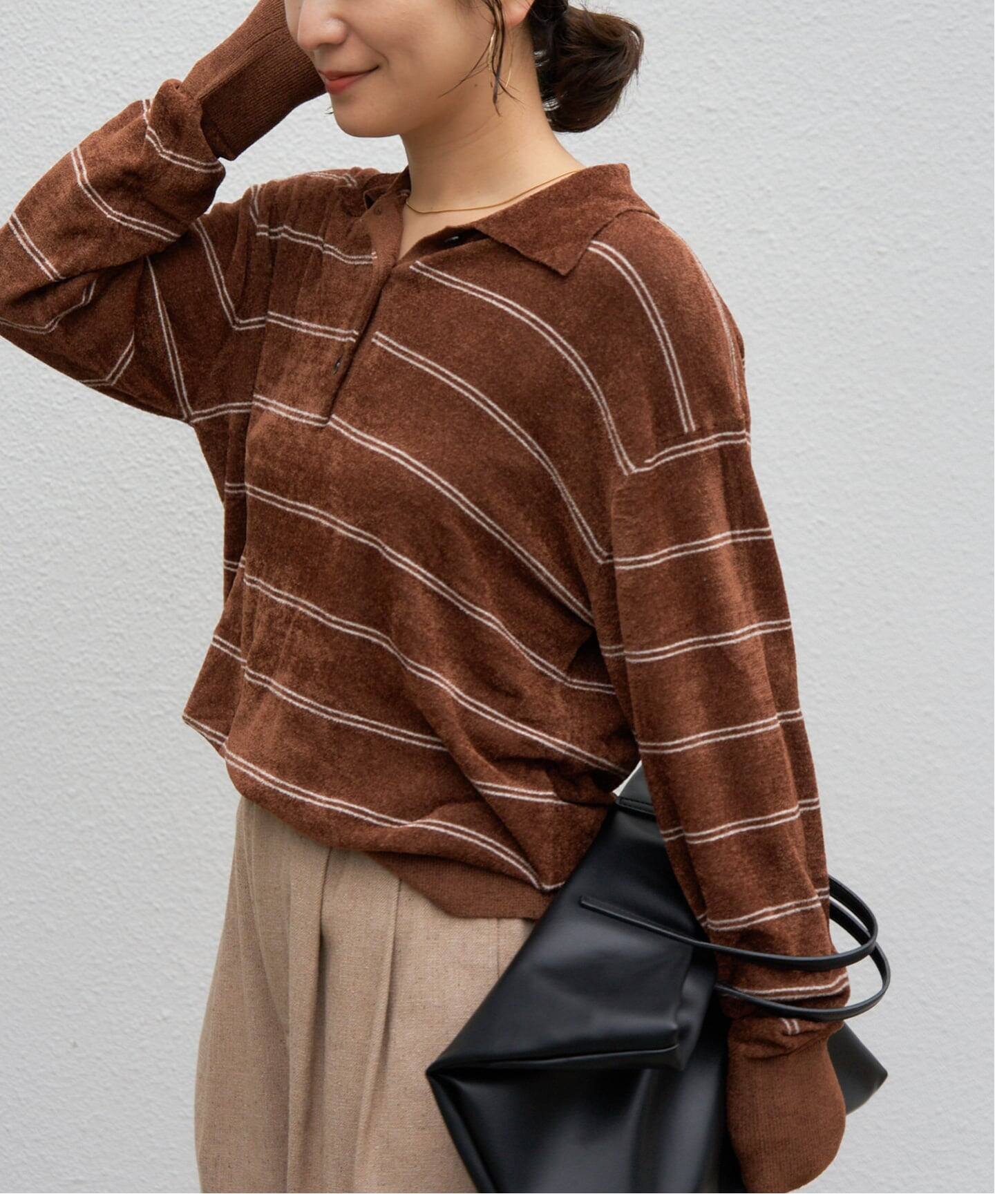 追加2》ベロアニットロングスリーブポロシャツ（ニット／セーター