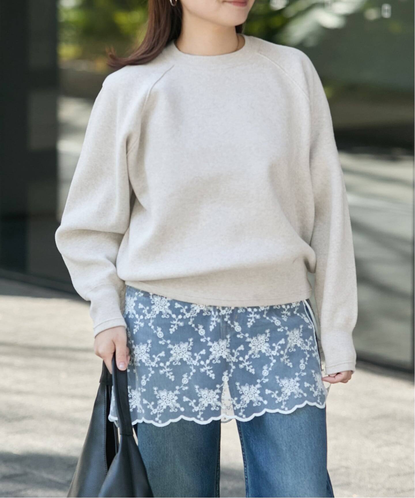 洗える】スウェットライクニットプルオーバー（ニット／セーター