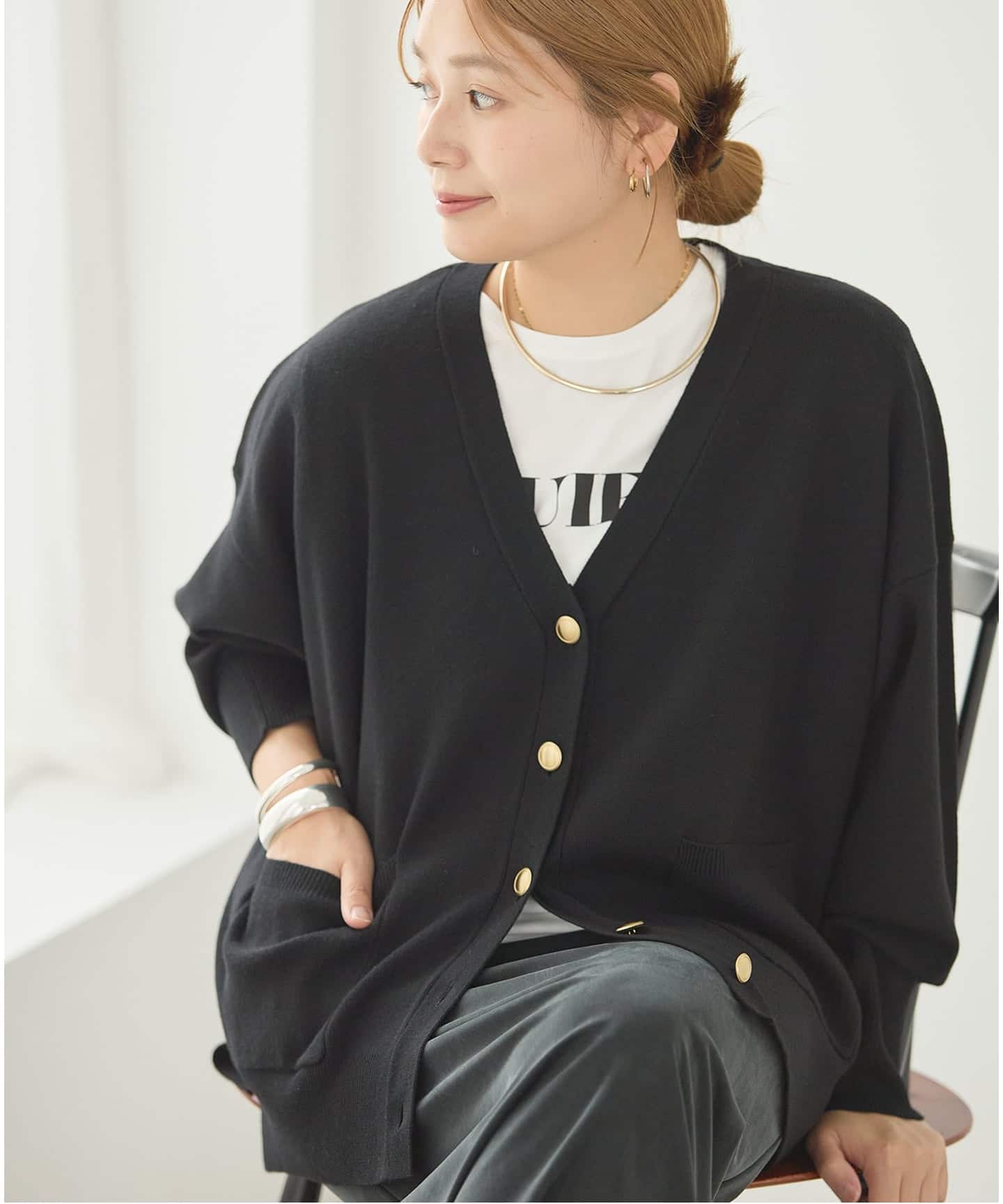 WEB限定予約》ウォッシャブルTEXBRID Vネックカーディガン