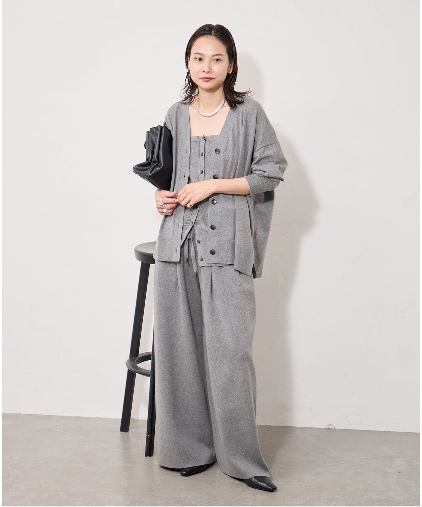 コットンシルクミックスタックワイドパンツ 追加予約》WASHABLE コットンシルクミックスタックワイドパンツ