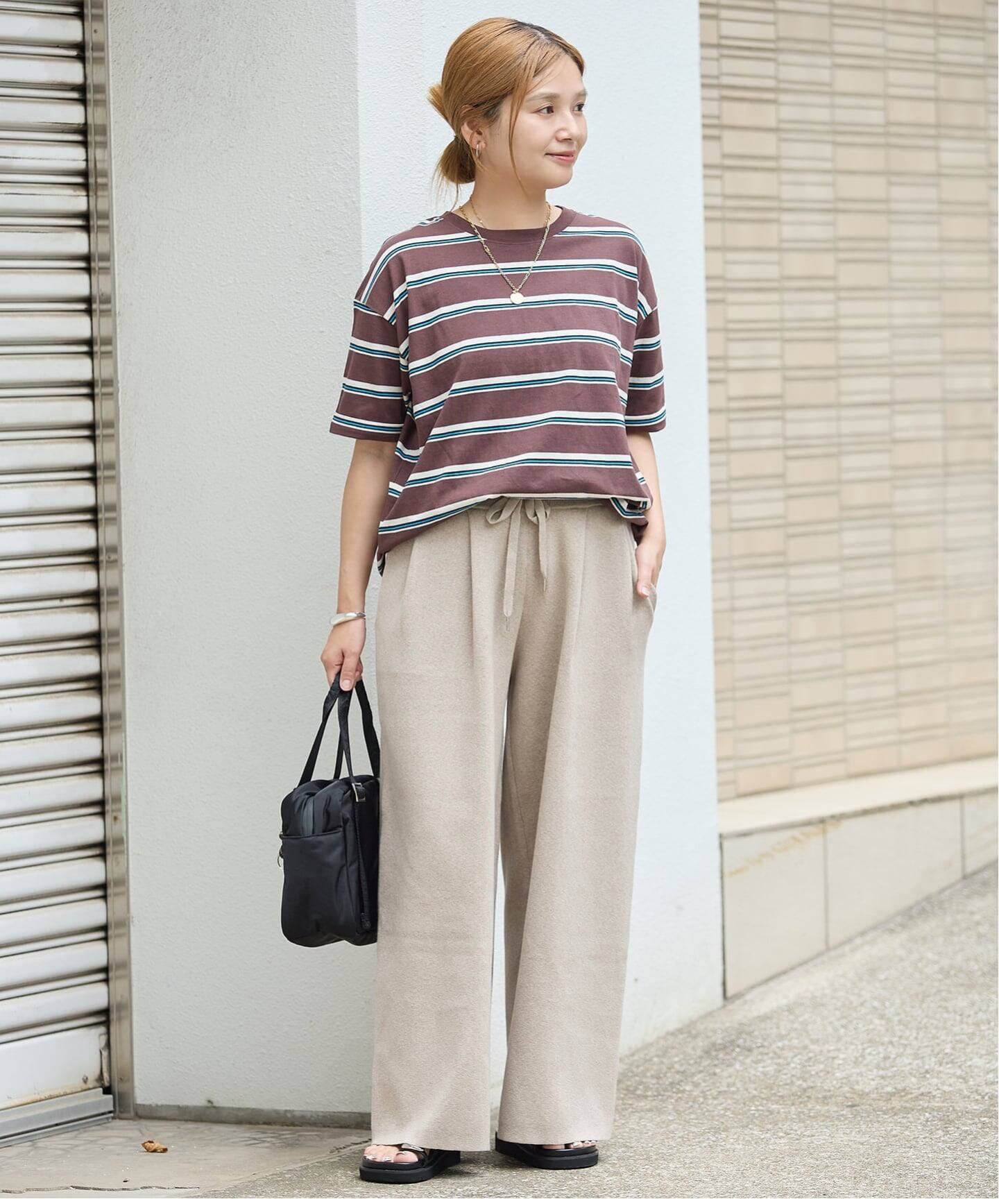 コットンシルクミックスタックワイドパンツ 追加予約》WASHABLE コットンシルクミックスタックワイドパンツ