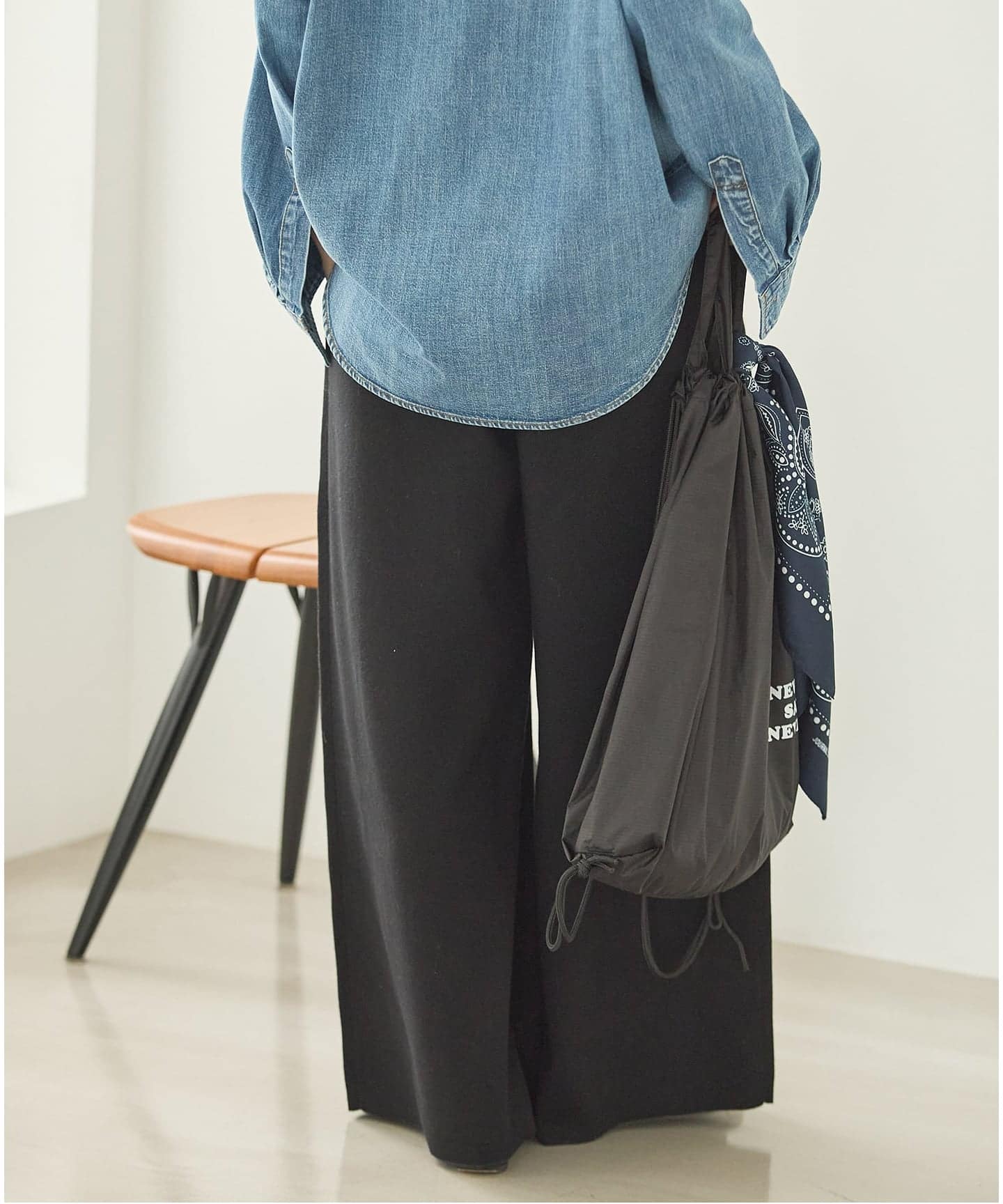 追加予約》WASHABLE コットンシルクミックスタックワイドパンツ