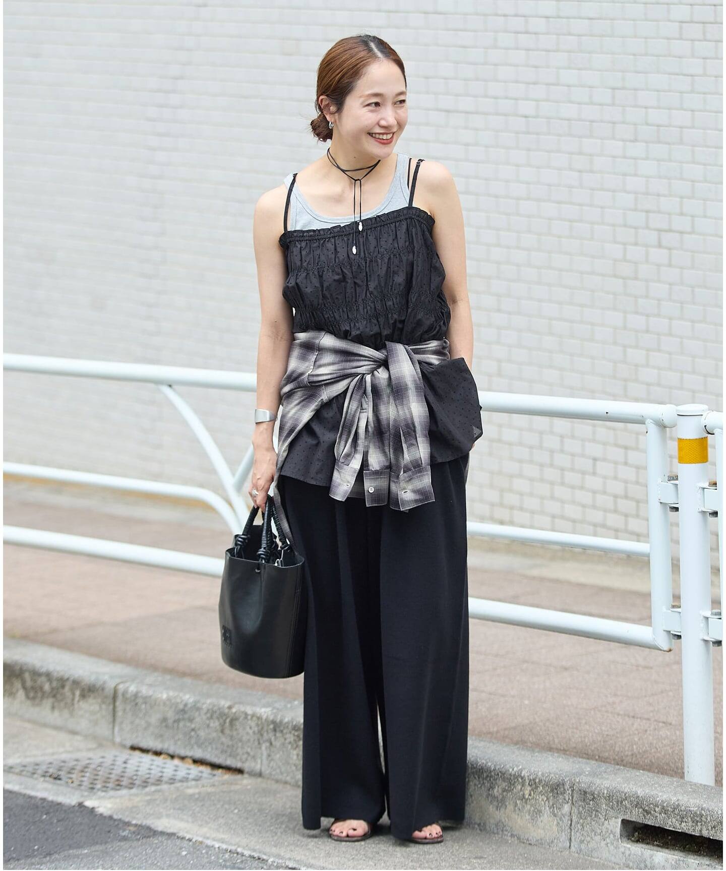 コットンシルクミックスタックワイドパンツ 追加予約》WASHABLE コットンシルクミックスタックワイドパンツ