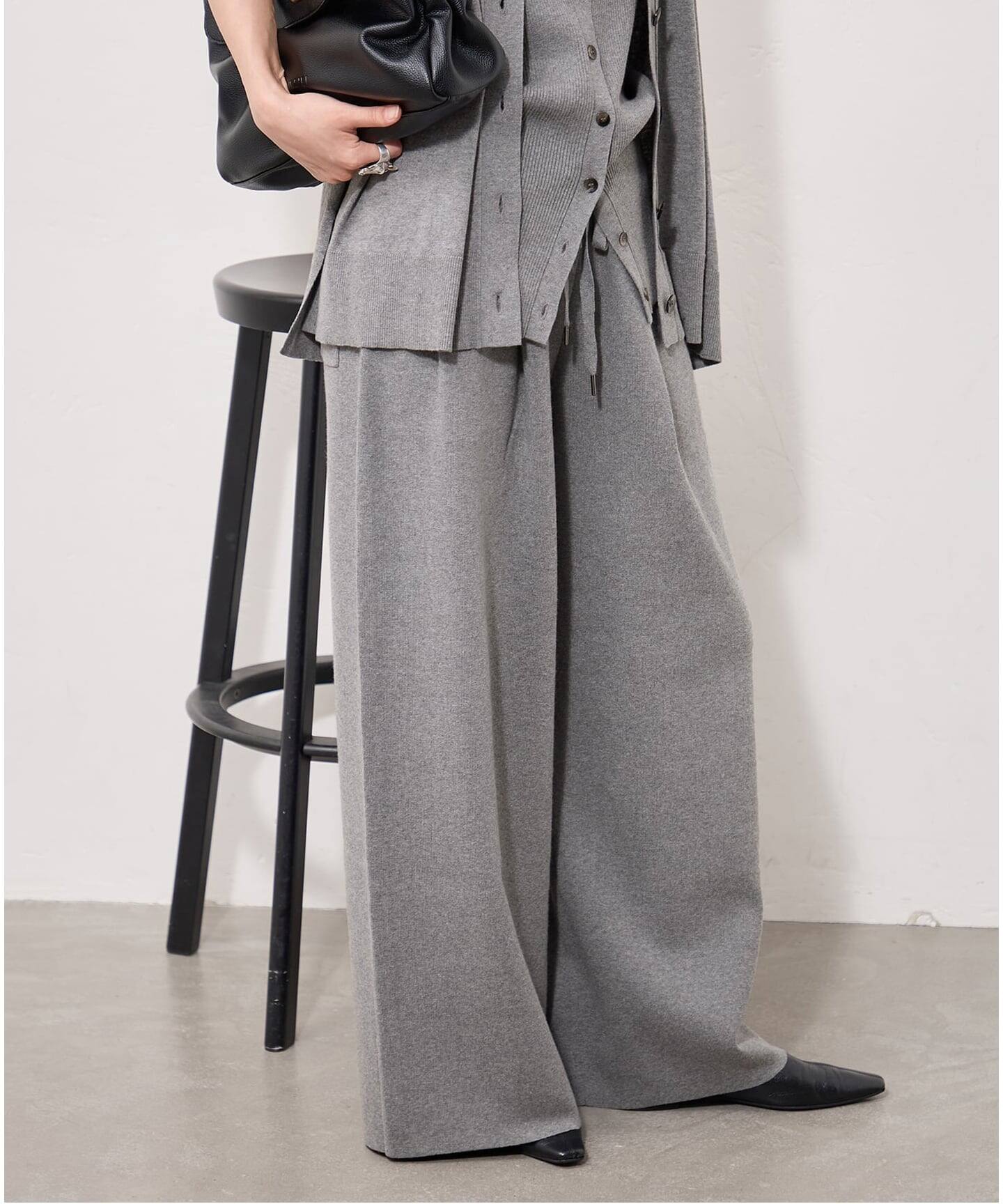 追加予約》WASHABLE コットンシルクミックスタックワイドパンツ