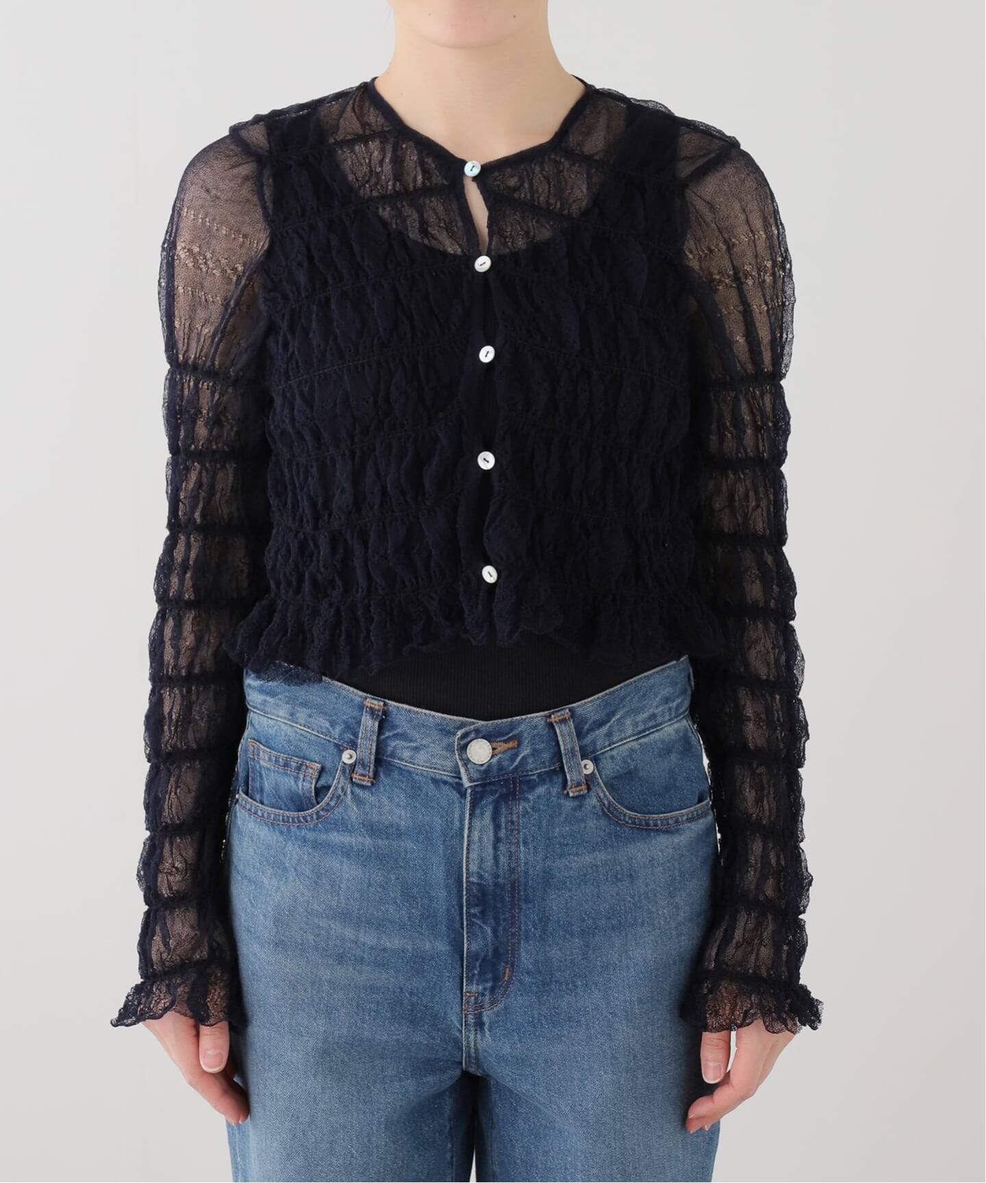 EUCHRONIA/ユークロニア】 Shirring lace cardigan（Tシャツ