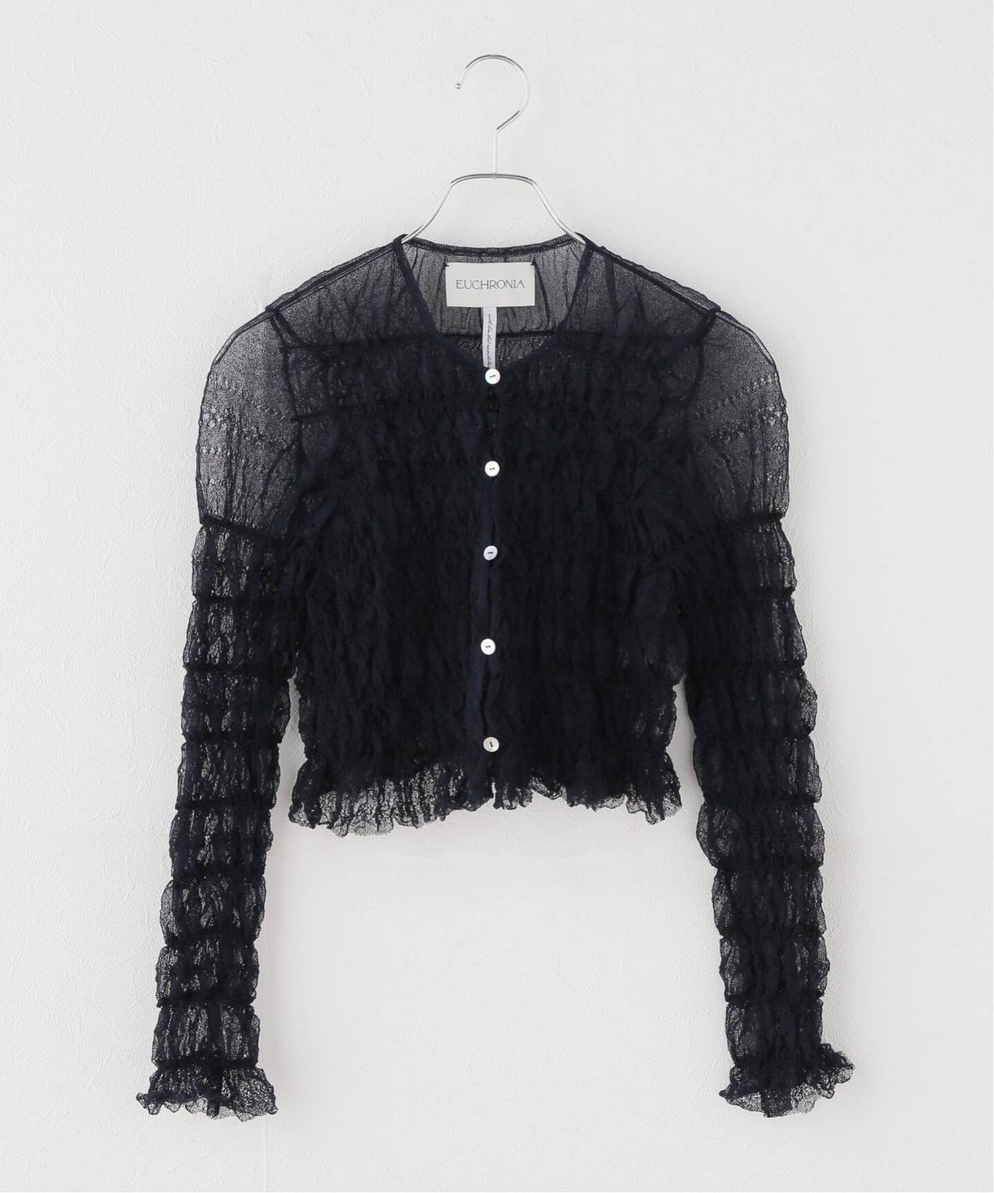 定価39,600 タグ付　EUCHRONIA ユークロニア　レースカーディガン EUCHRONIA/ユークロニア】 Shirring lace cardigan（Tシャツ