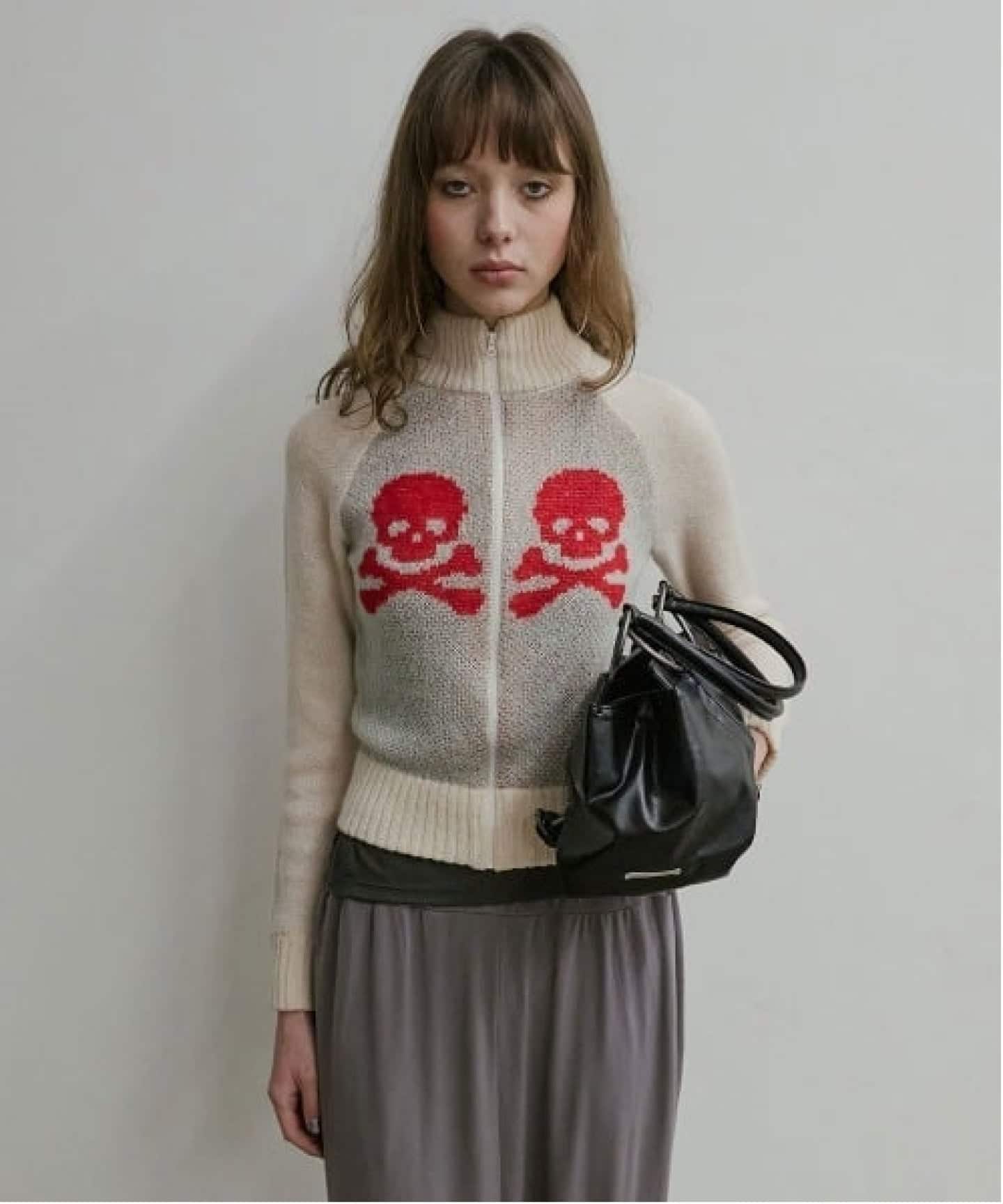 SCULPTOR/スカルプター】 Skull Zip-Up Swea（ニット／セーター