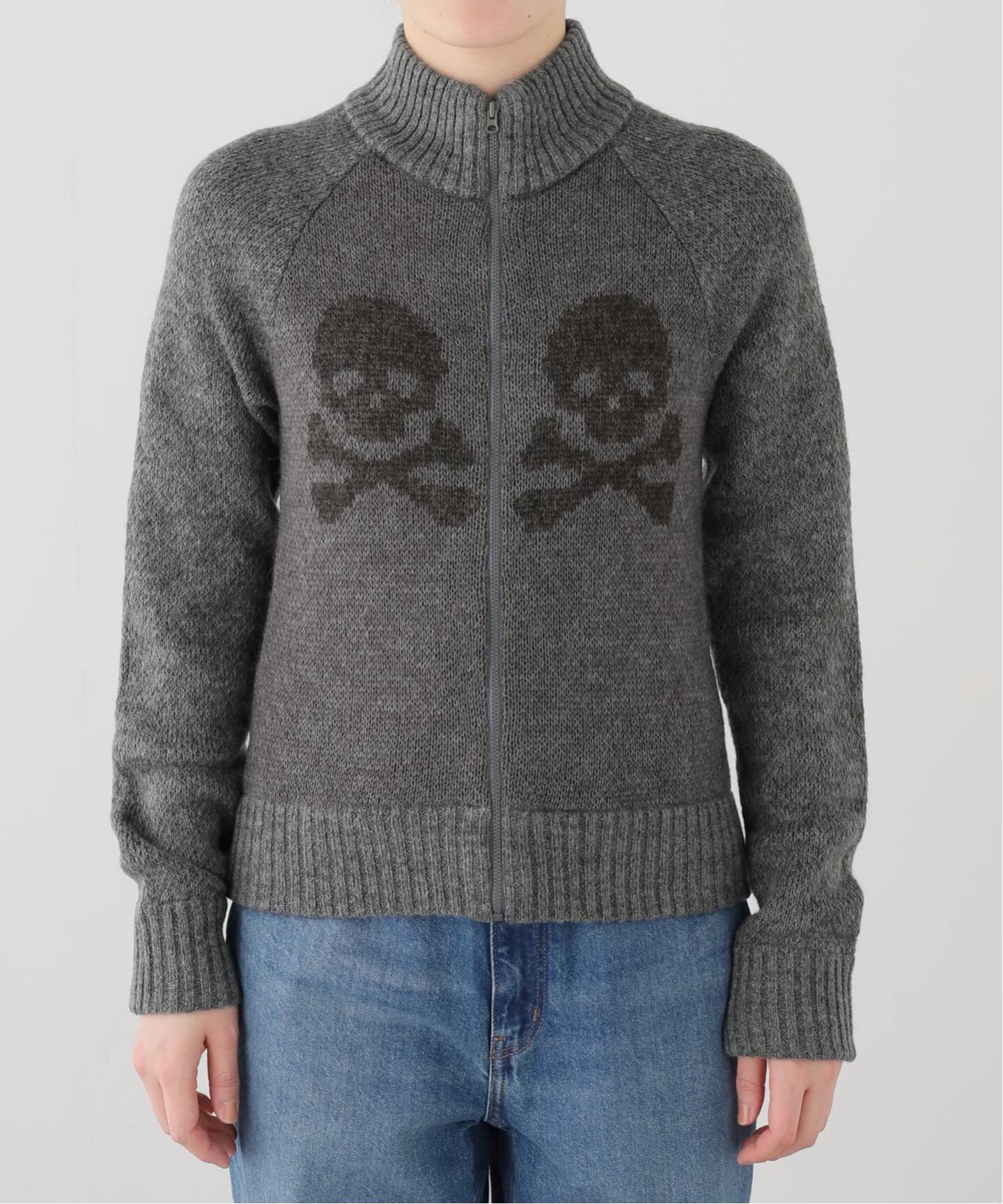 SCULPTOR/スカルプター】 Skull Zip-Up Swea（ニット／セーター