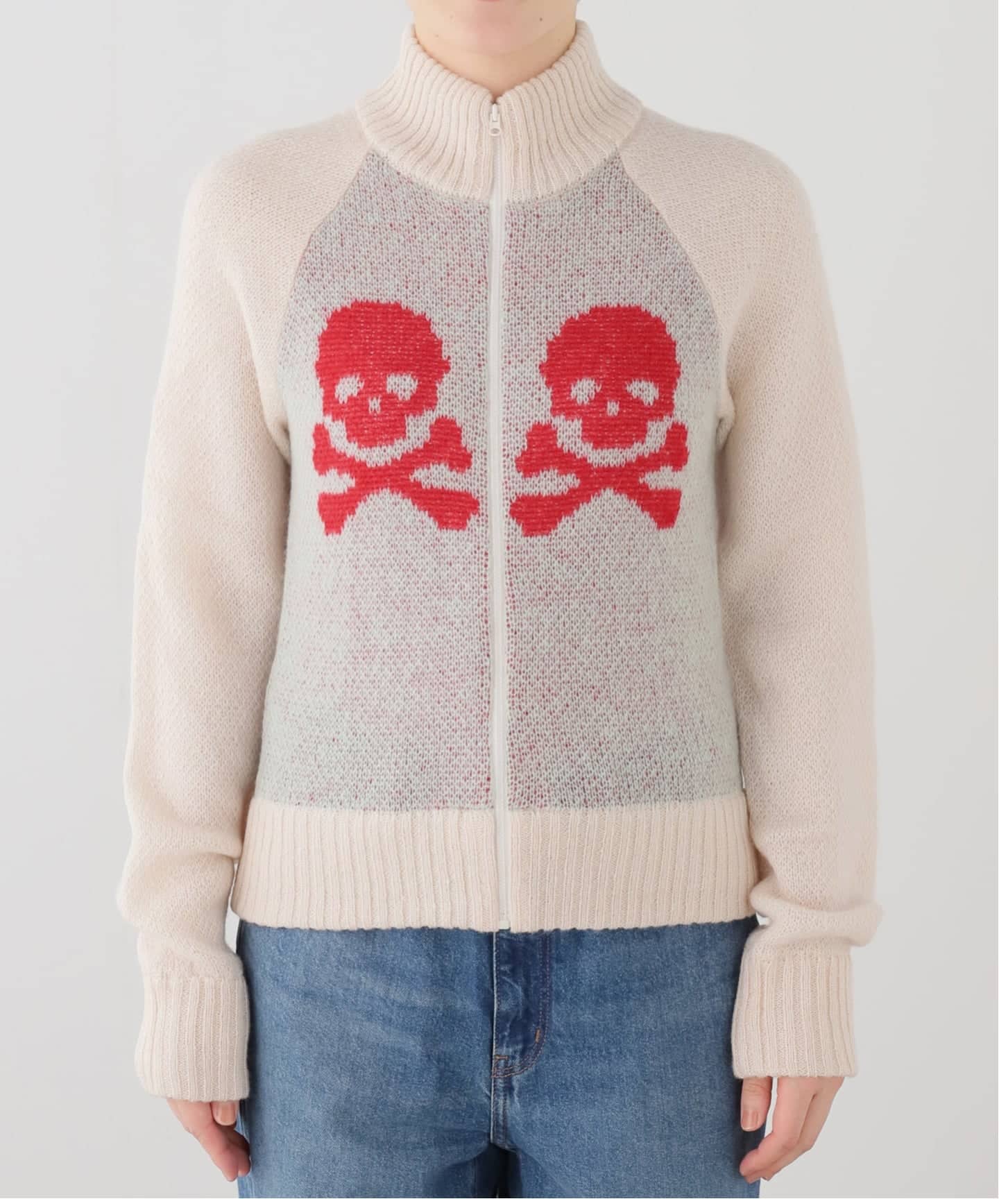 SCULPTOR/スカルプター】 Skull Zip-Up Swea（ニット／セーター