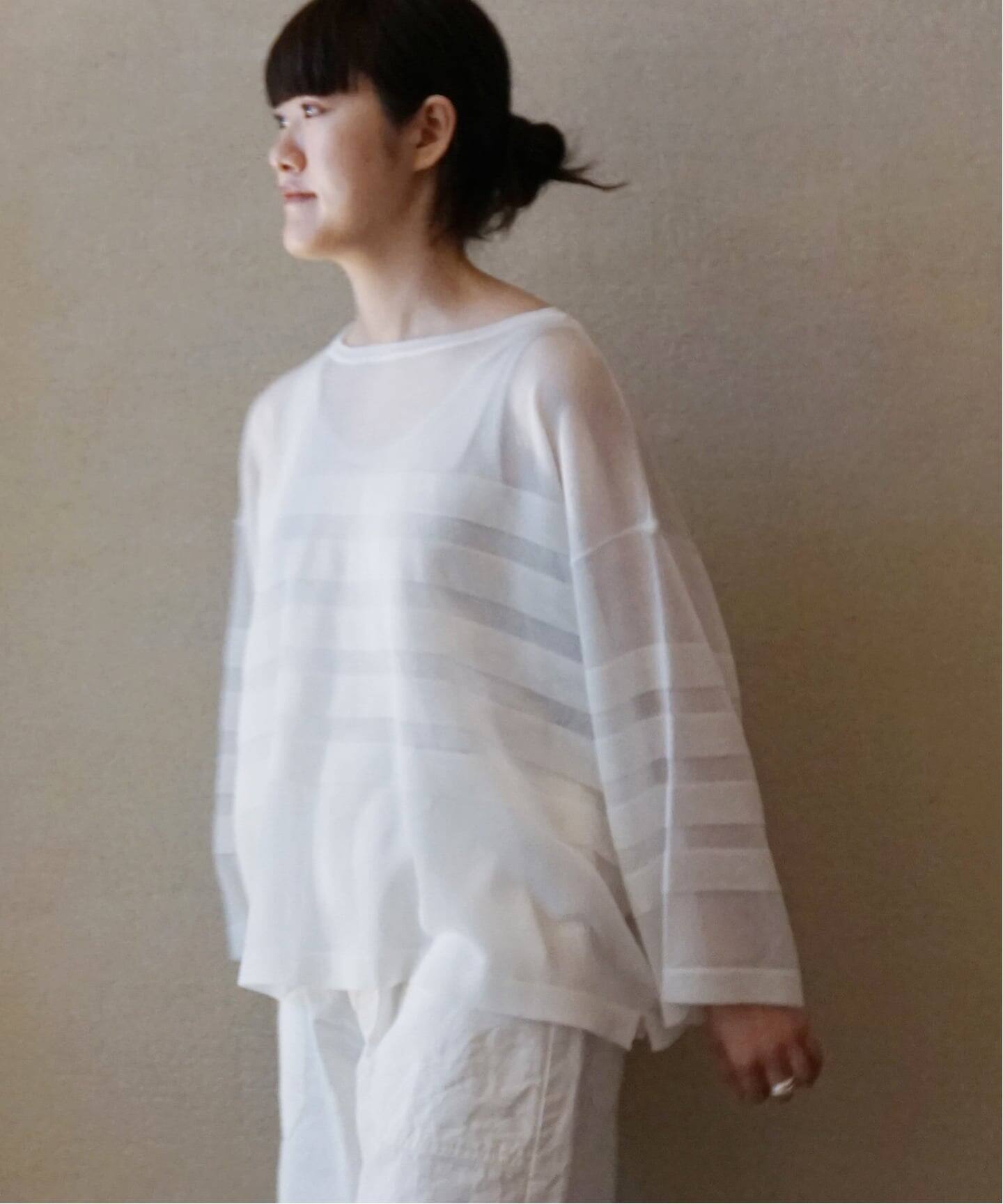 26SS 【j.s luxe】 シアーボーダー ボートネックプル シアーボーダー ボートネックプルオーバー（ニット／セーター