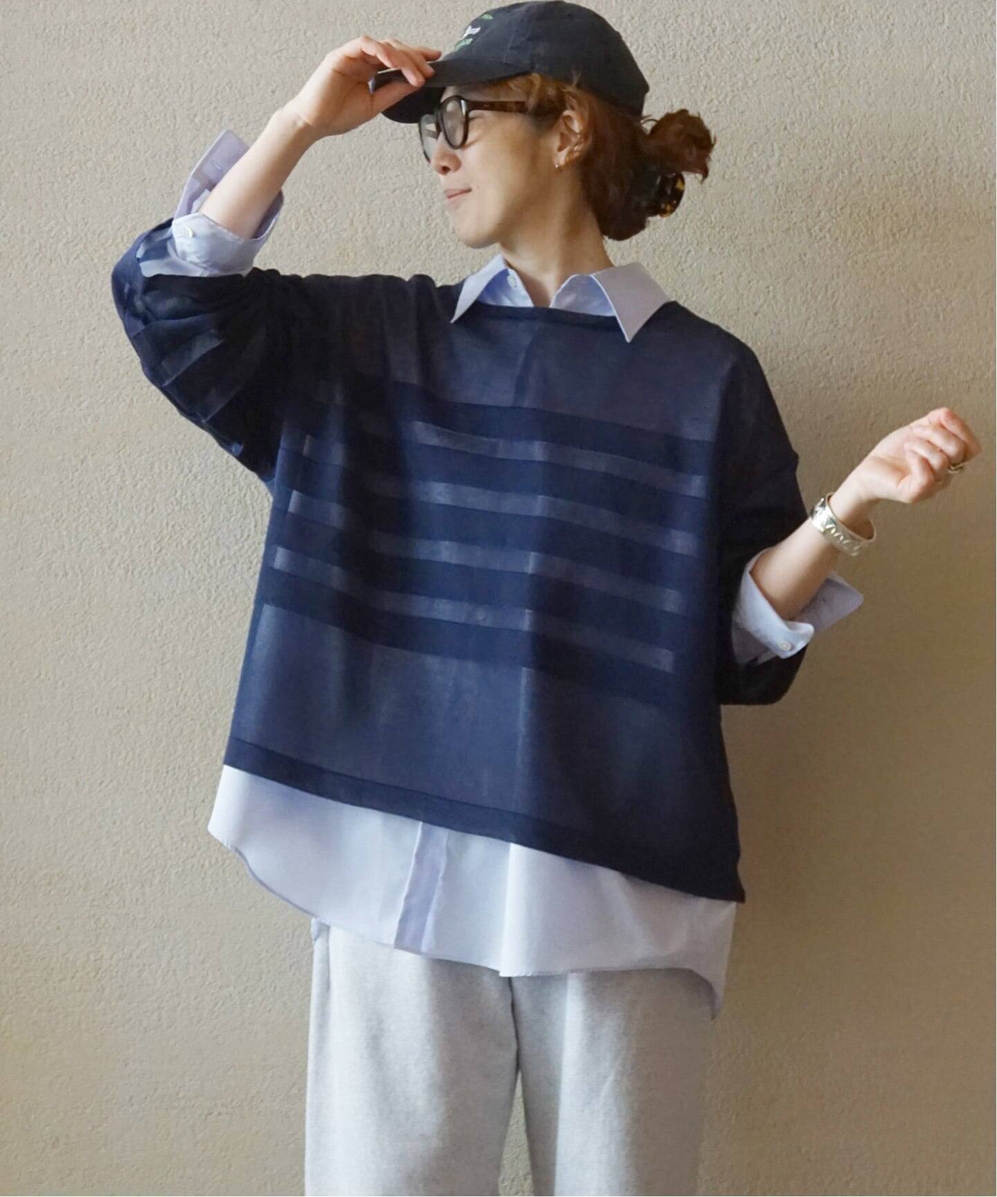 26SS 【j.s luxe】 シアーボーダー ボートネックプル シアーボーダー ボートネックプルオーバー（ニット／セーター