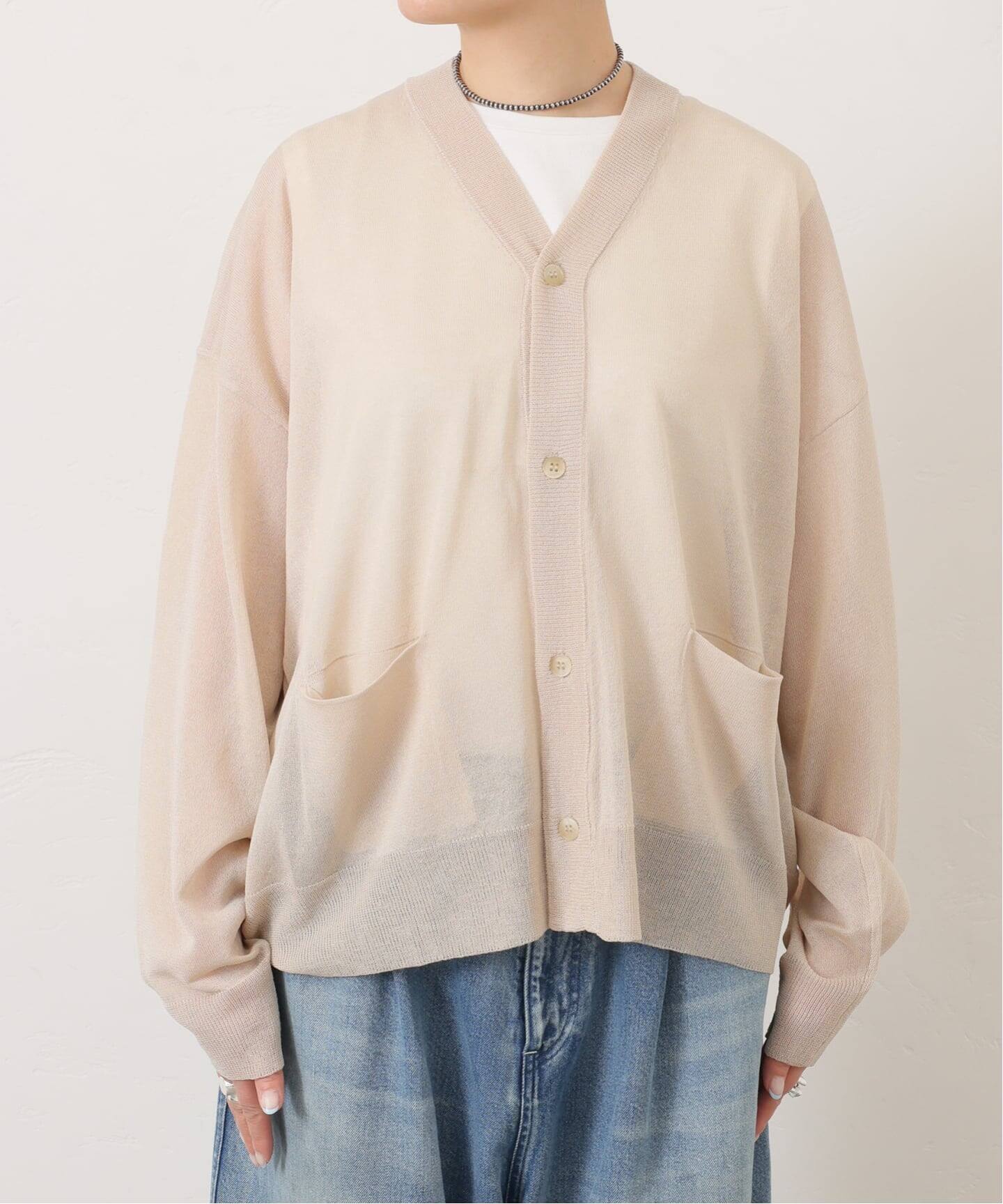 journalstandard luxe シアーVネックカーディガン シアージャージー Vネックカーディガン（カーディガン）｜journal
