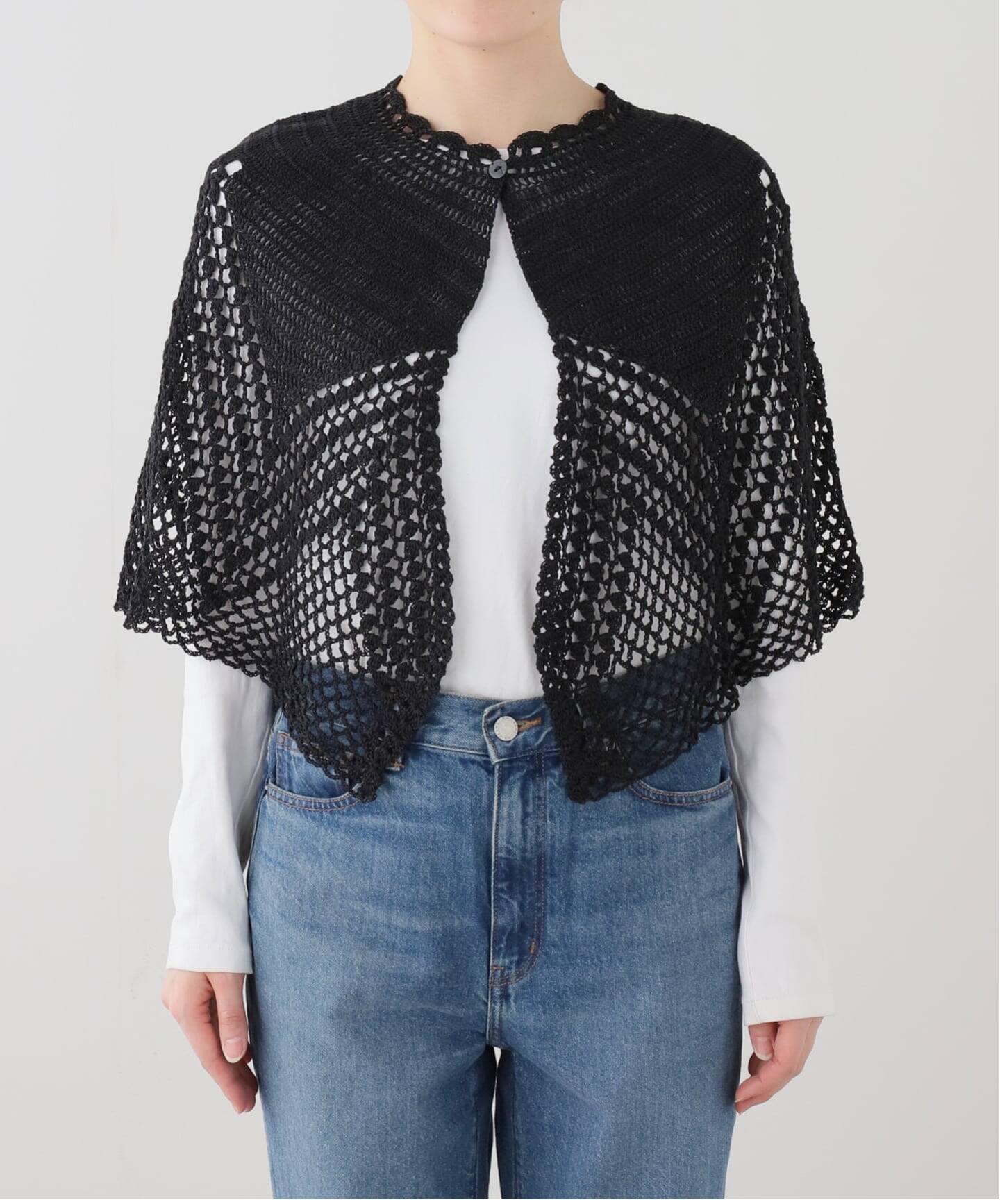 【MAYDI 】KNITTED GILLET ブラック MAYDI】crochet stitch Cape（その他トップス）｜journal standard