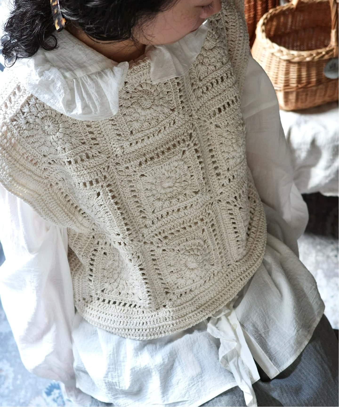 MAYDI】square stitch hand-knitted Vest（ベスト）｜journal standard