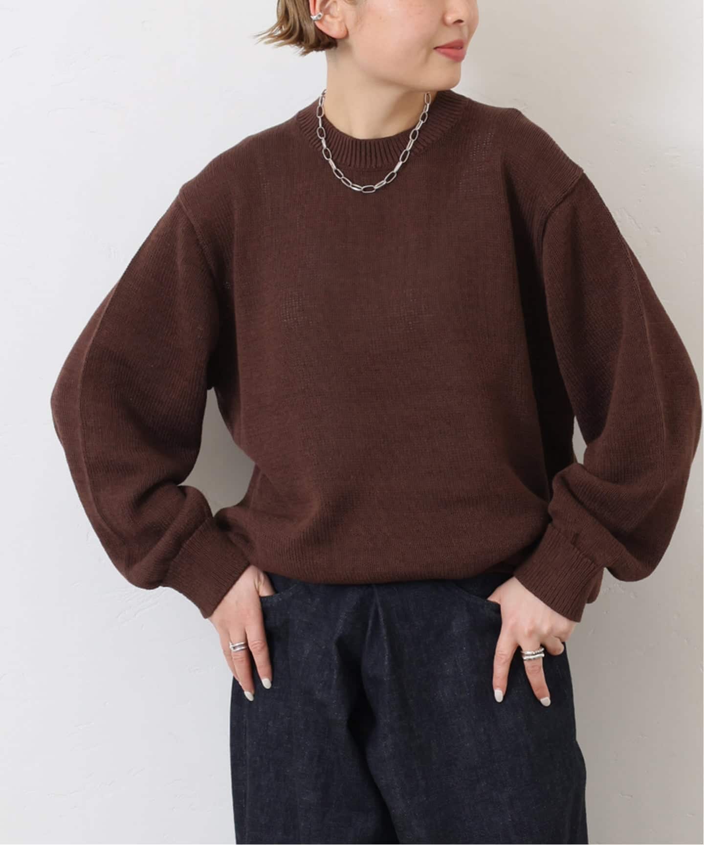 yonetomi】NEW BASIC WASHI COTTON KNIT P/O（ニット／セーター