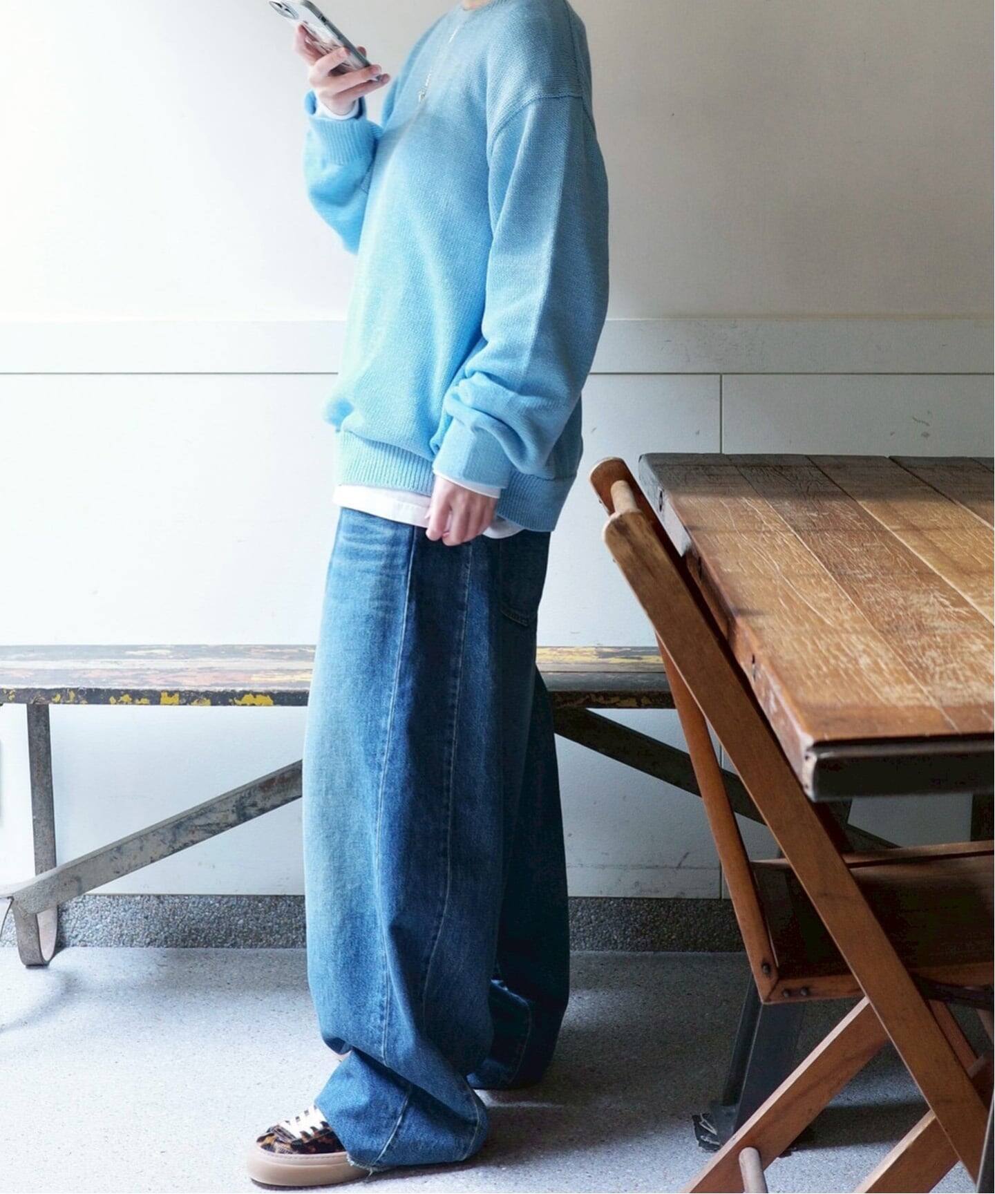 yonetomi】NEW BASIC WASHI COTTON KNIT P/O（ニット／セーター