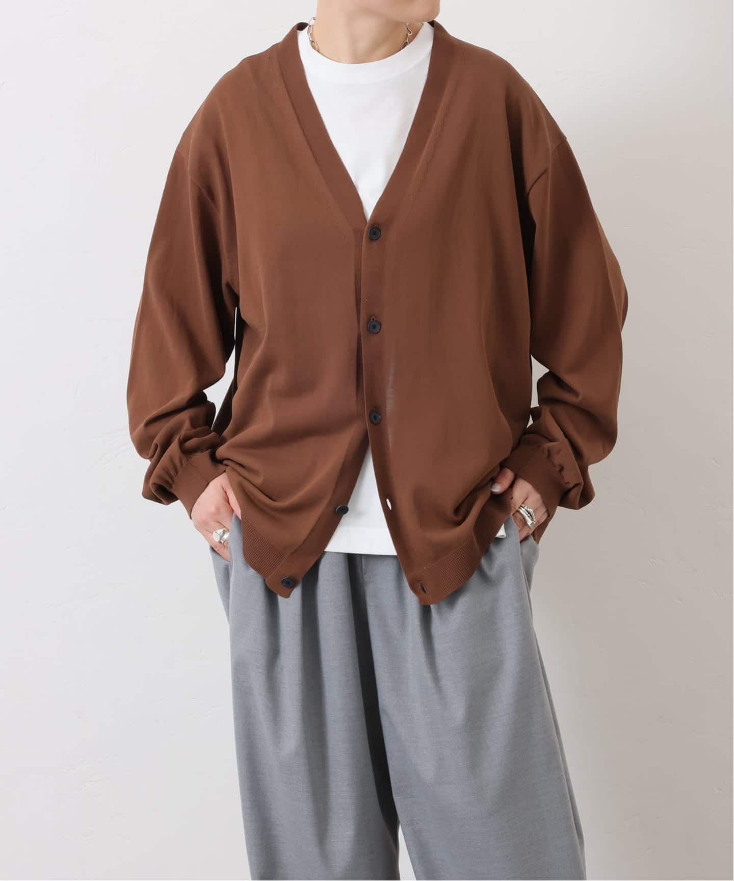 ICECOTTON Vカーディガン ATON】 FINE ICE COTTON V-NECK CARDIGAN（カーディガン）｜journal