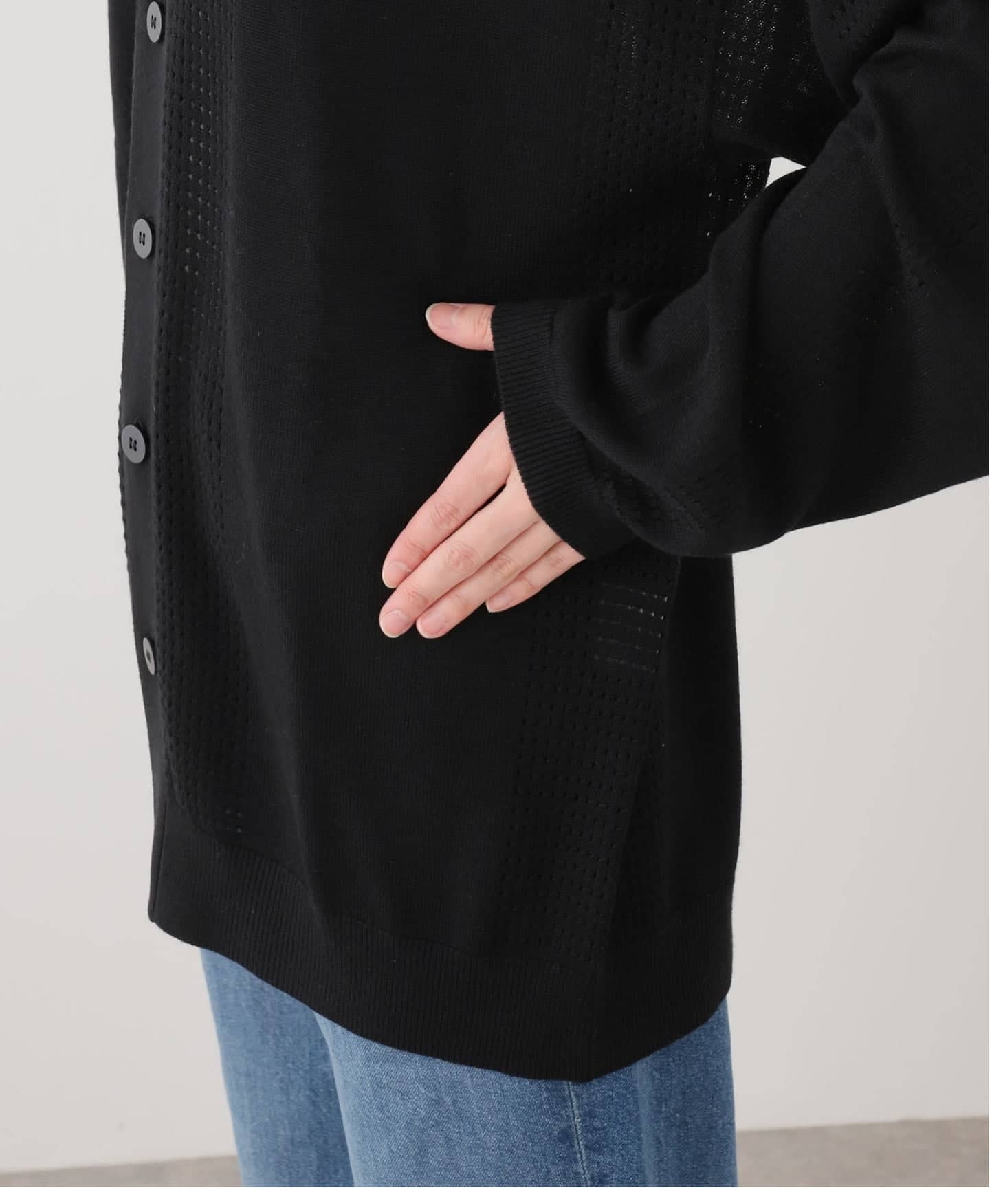 シーオール seeall シルクカシミヤ　カーディガン　ブラック　黒　F フリー SEEALL (シーオール) [ OVERSIZED CARDIGAN ] シルク×カシミヤ