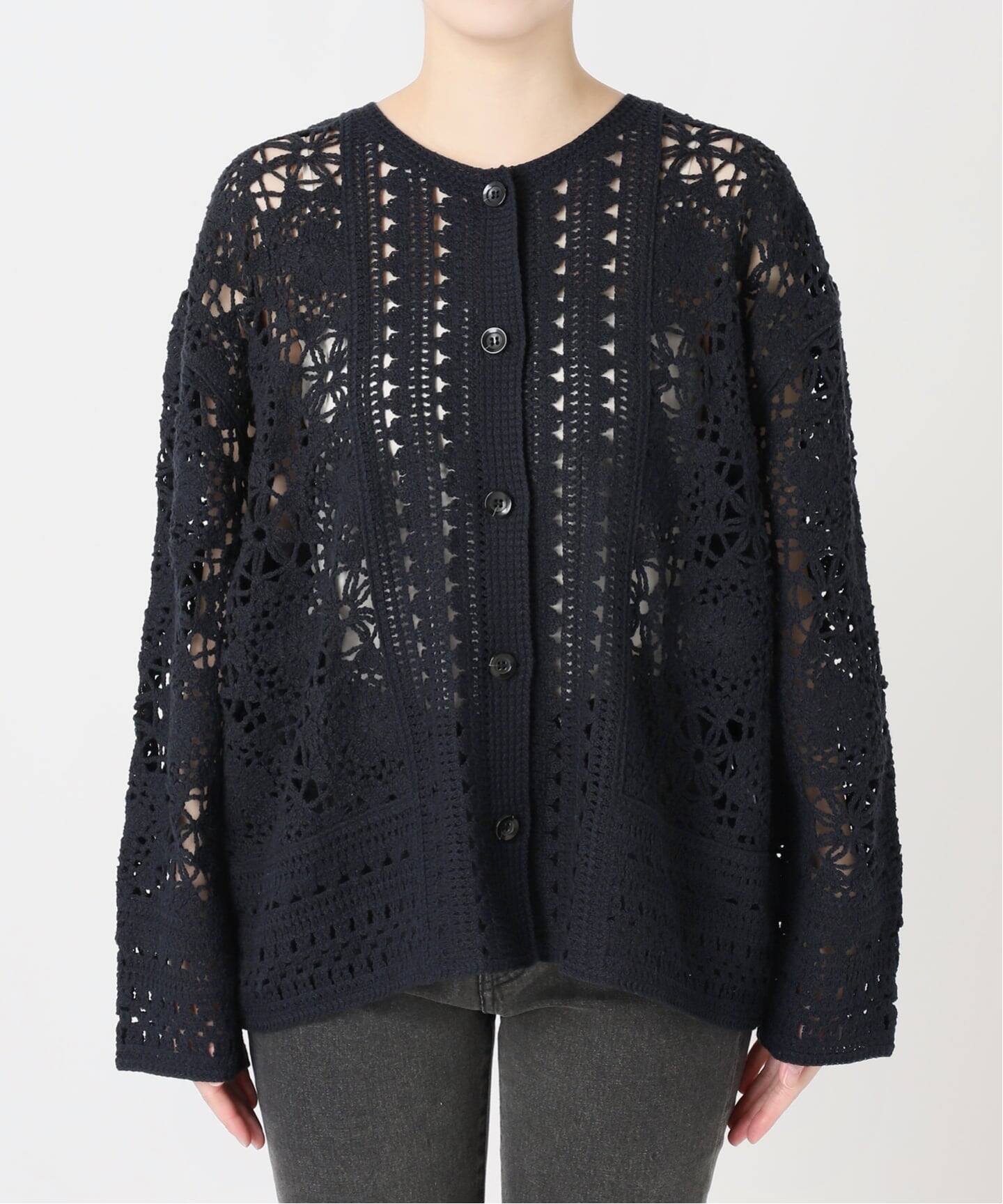 journal standard relumeクロシェレースカーディガン JOURNAL STANDARD relume｜クロシェレースクルーネックカーディガン