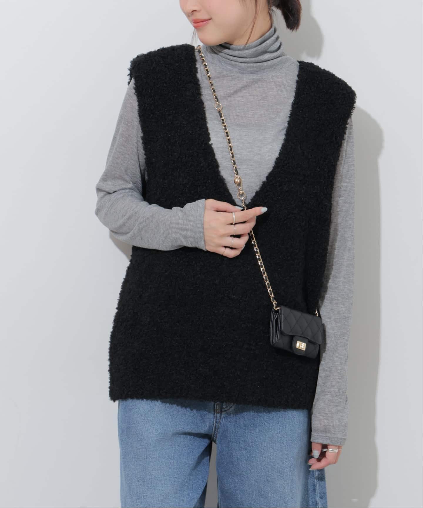 JOURNAL STANDARD ダークグレー ボアベスト Vネックニットボアベスト（ベスト）｜JOURNAL STANDARD relume