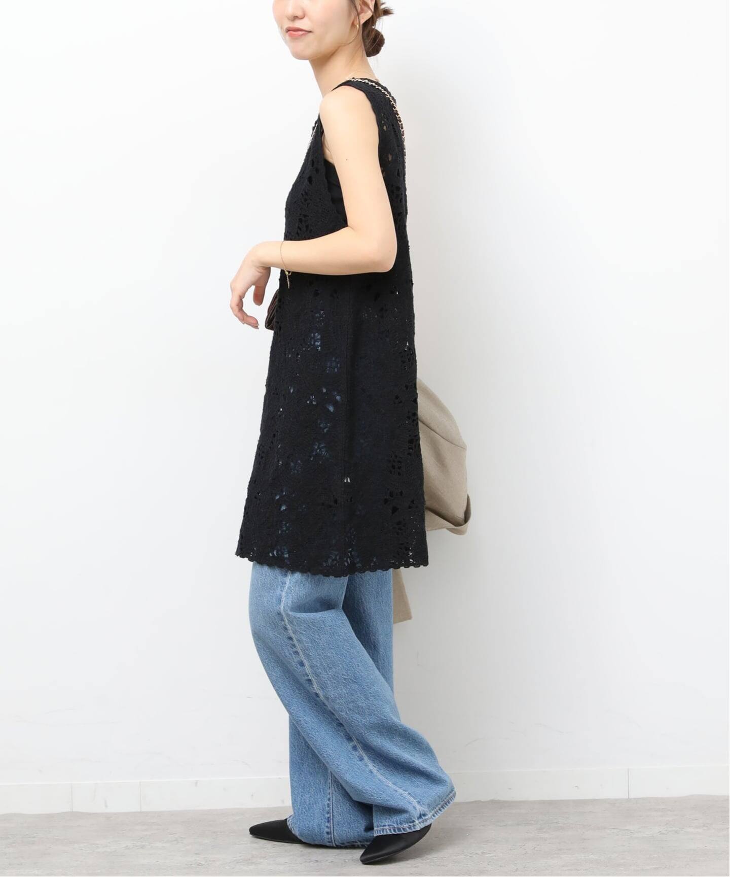 予約》［26SS新作］エンブロイダリークロシェレースチュニック