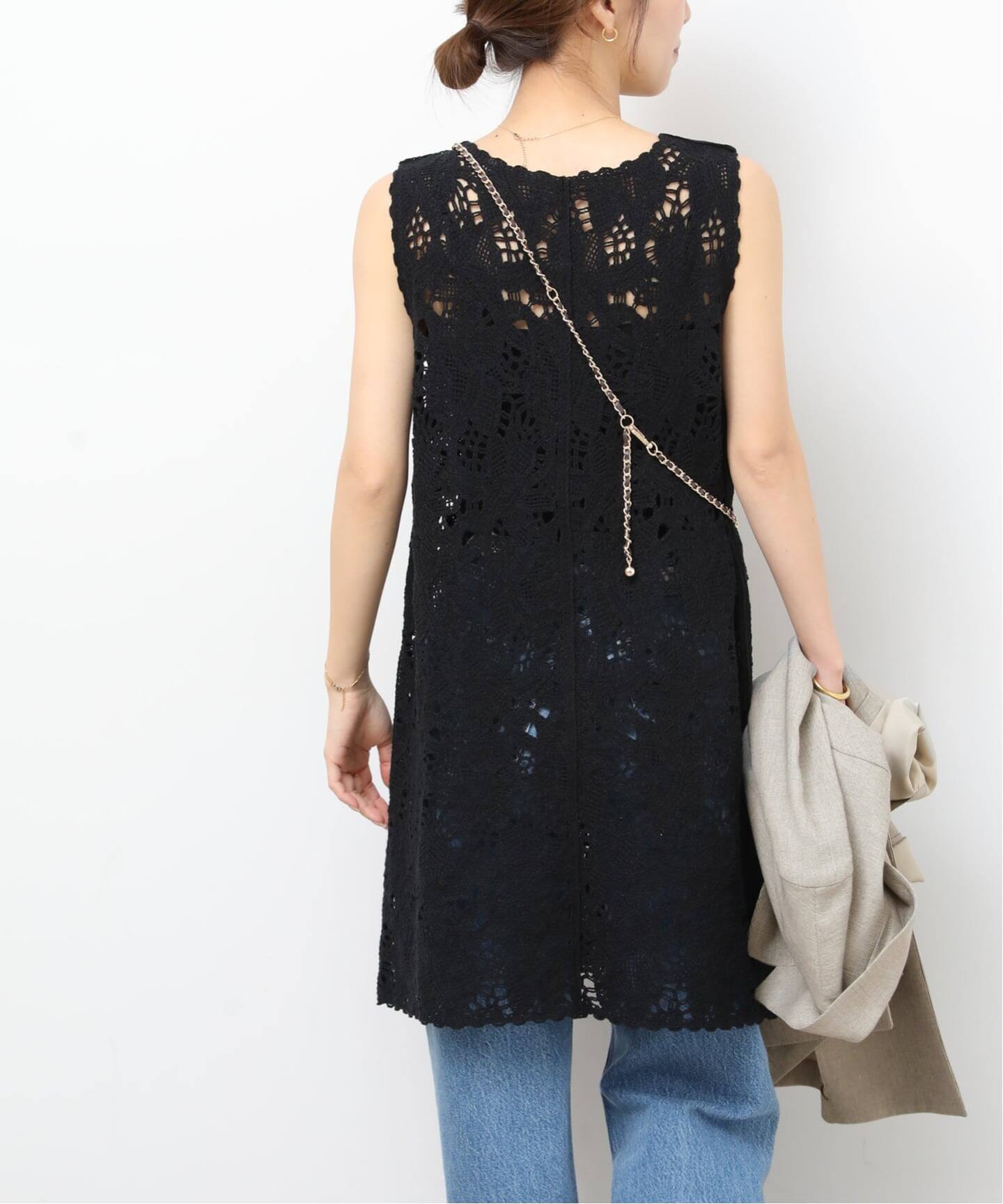 予約》［26SS新作］エンブロイダリークロシェレースチュニック