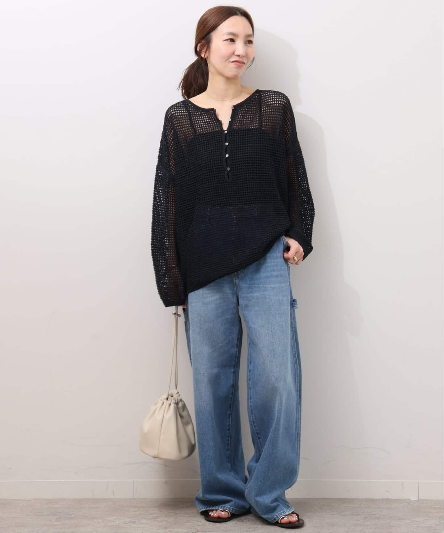 【美品】J.S.relumeミックスメッシュ2WAYヘンリープルオーバー ミックスメッシュ2WAYヘンリープルオーバー（ニット／セーター