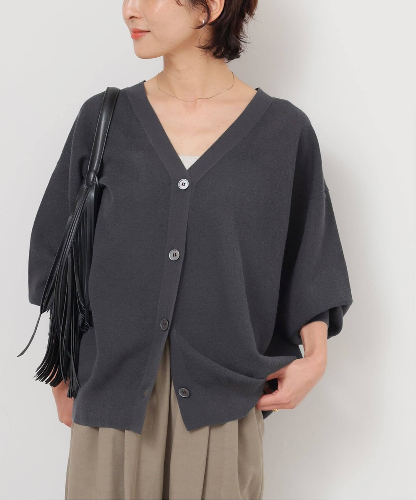 スカーラ　 エアーVネック　カーディガン　М 予約》［26SS新作］リネンミックスシアーVネックカーディガン