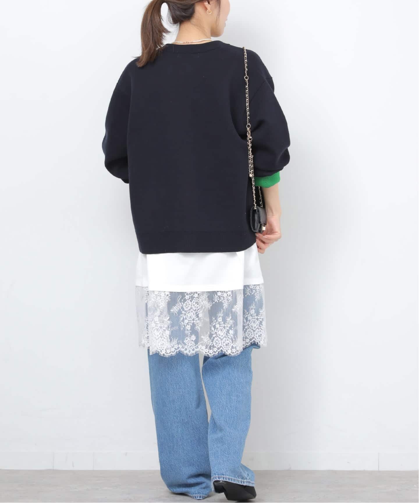 予約》ダブルニットコントラストカーディガン（カーディガン