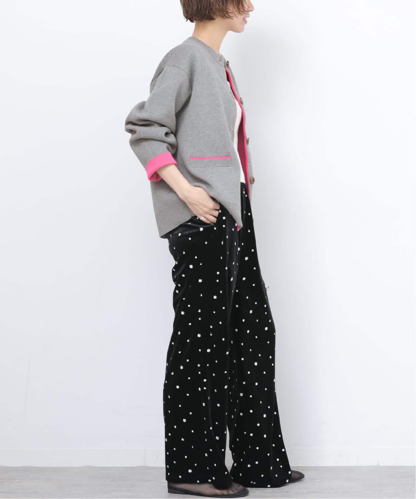 追加》ダブルニットコントラストカーディガン（カーディガン