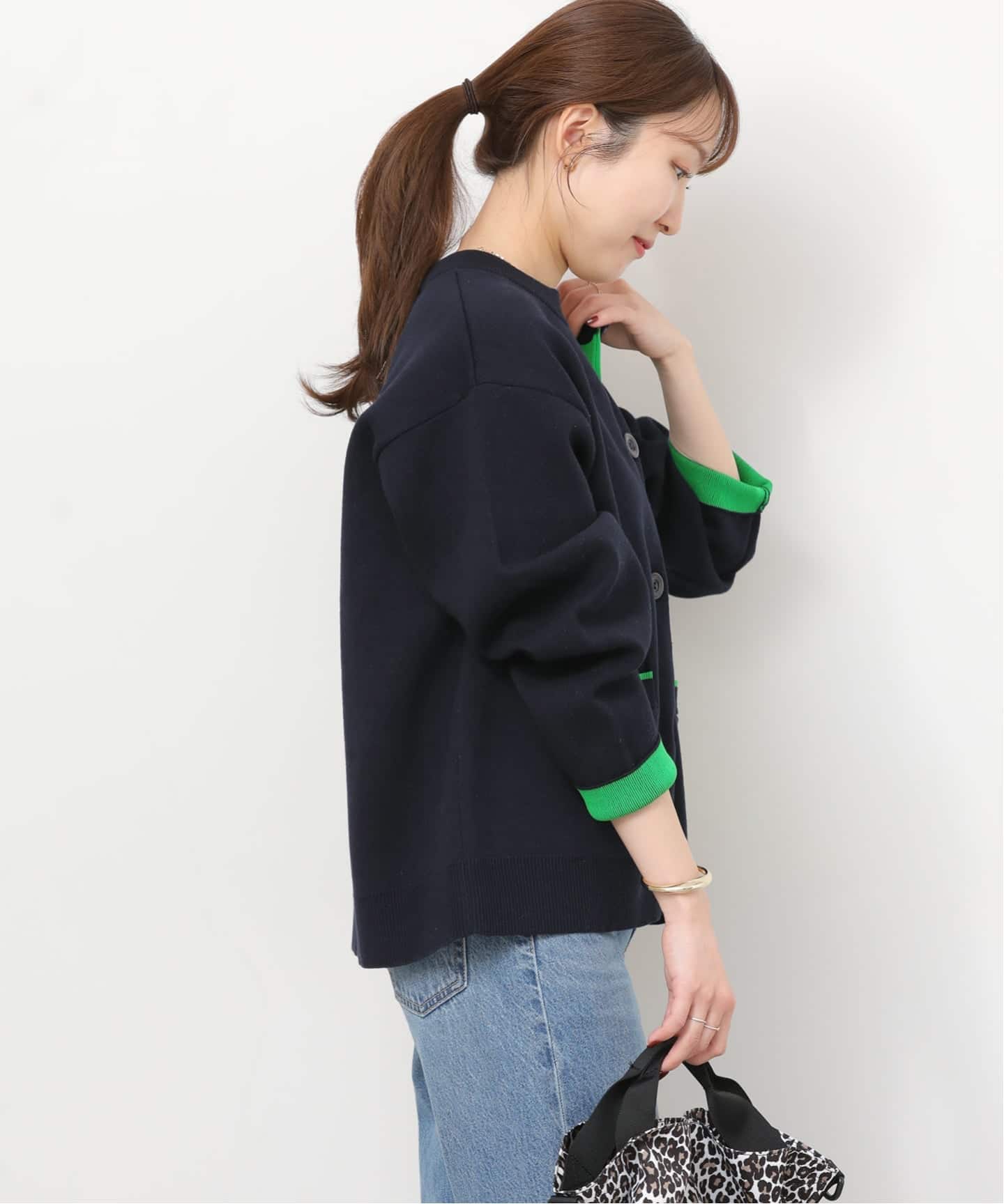 追加予約》ダブルニットコントラストカーディガン（カーディガン