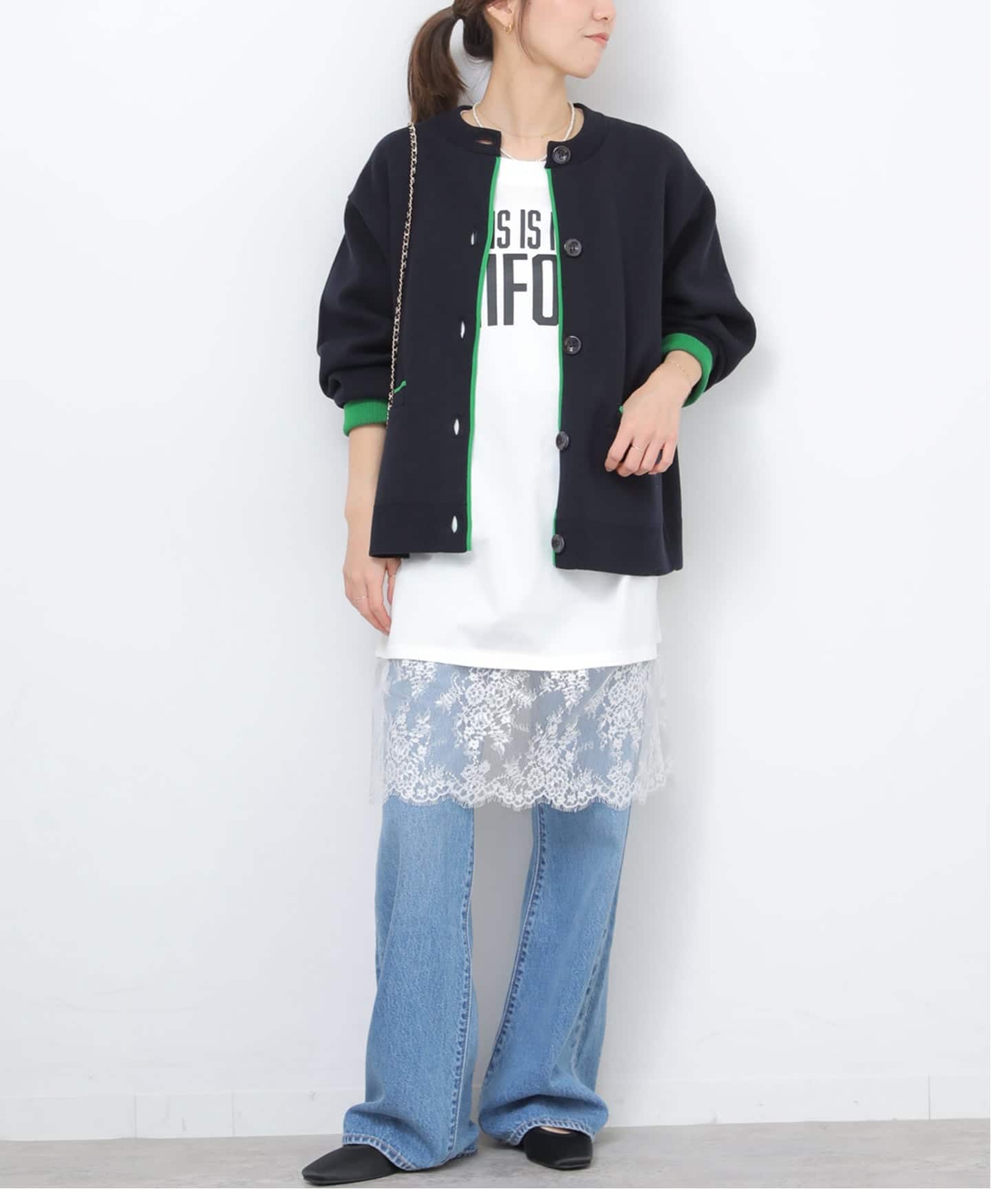 WEB限定追加予約2》ダブルニットコントラストカーディガン