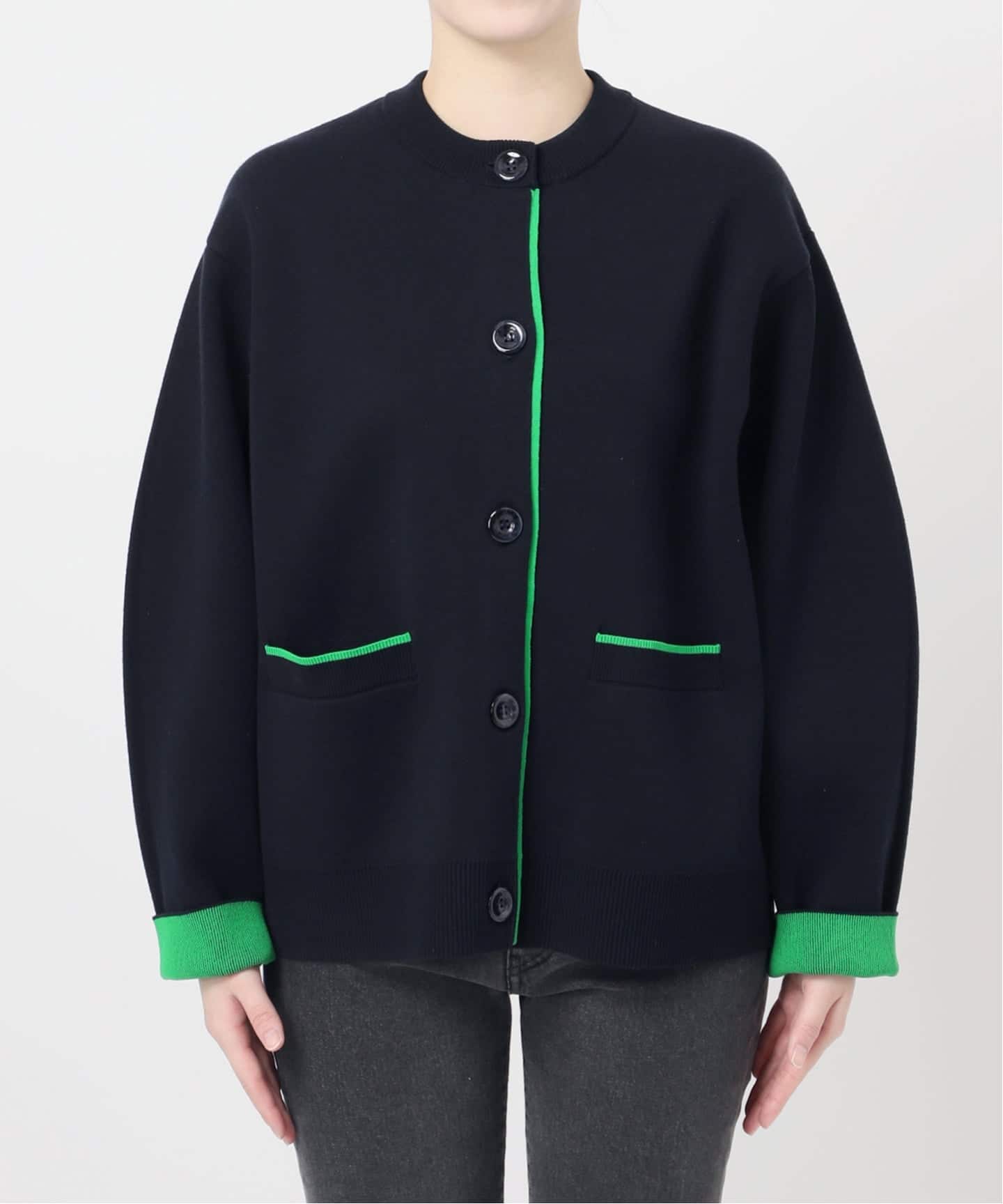 WEB限定追加予約2》ダブルニットコントラストカーディガン