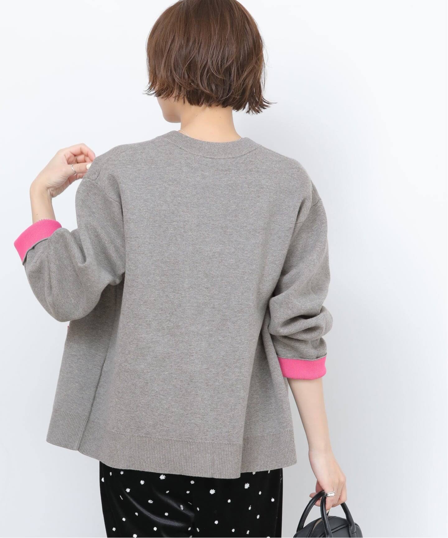 WEB限定追加予約3》ダブルニットコントラストカーディガン