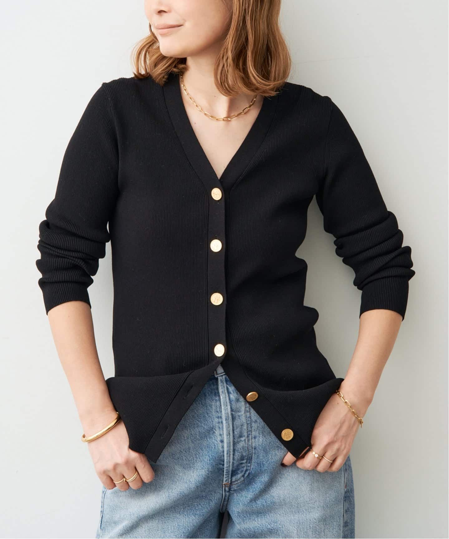 24AW ドゥーズィエムクラス DINER RIB Vネックカーディガン 予約》*DINER RIB Vネックカーディガン（カーディガン）｜Deuxieme